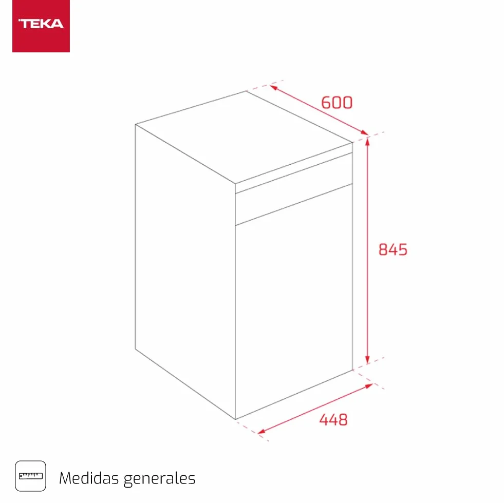 Teka Lavavajillas Libre Instalación 45 cm con Display LED, 9 Cubiertos, Acero Inoxidable DFS 24650 SS