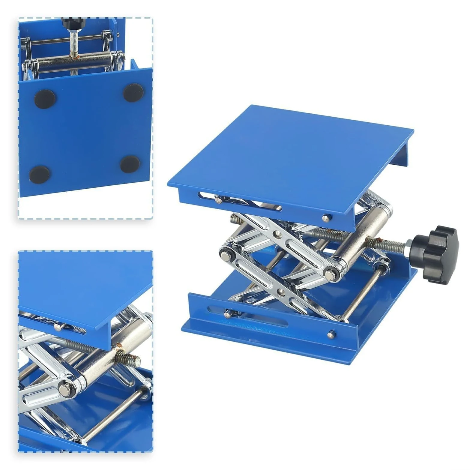 Mesa elevadora de aluminio con gato de tijera de laboratorio, soporte de gato manual de laboratorio, altura ajustable de 80 a 325 mm, para laboratorios escolares de física y química