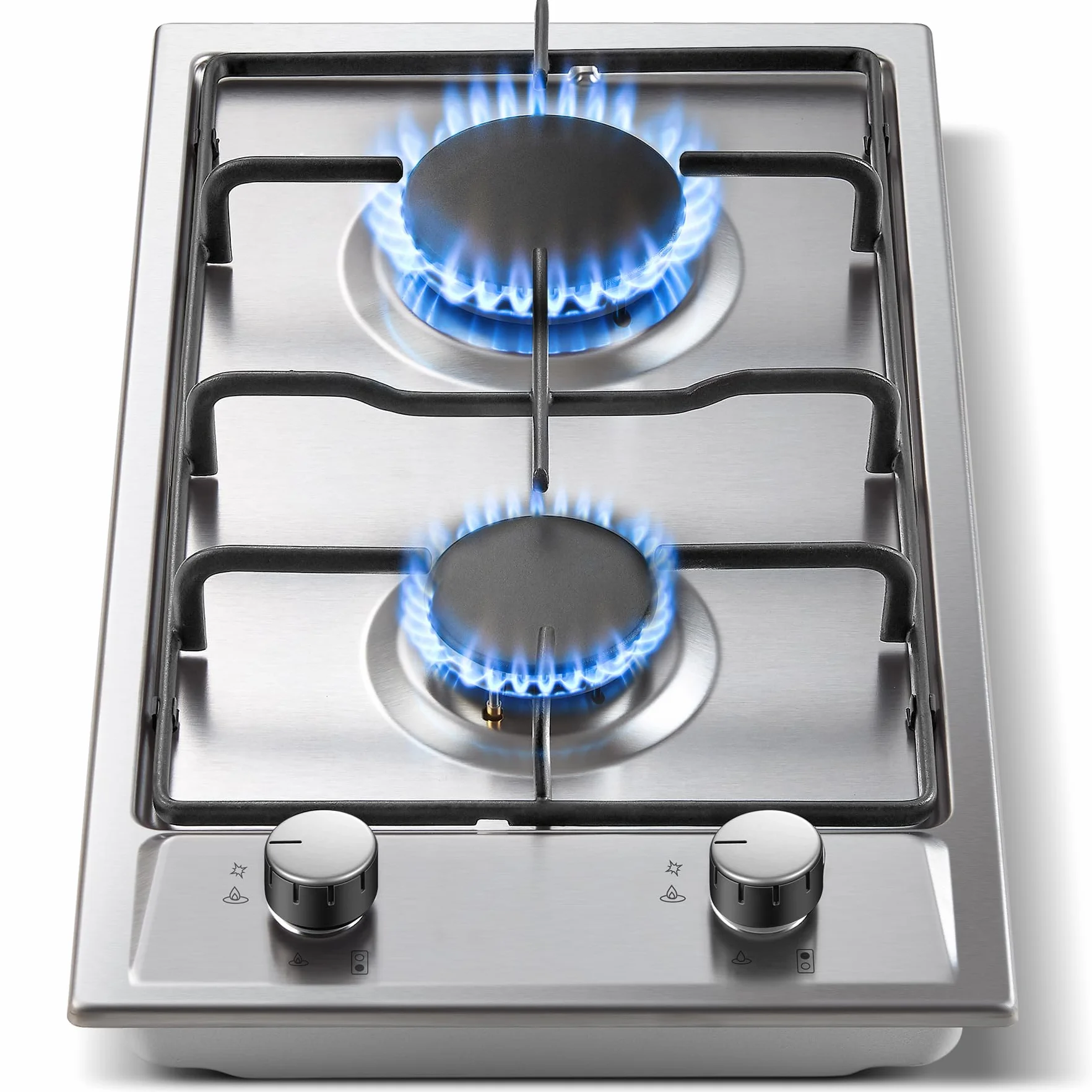 TopStrong Placa de Gas 2 Fuegos 30cm Encimera Gas Butano Acero Inoxidable 4200W