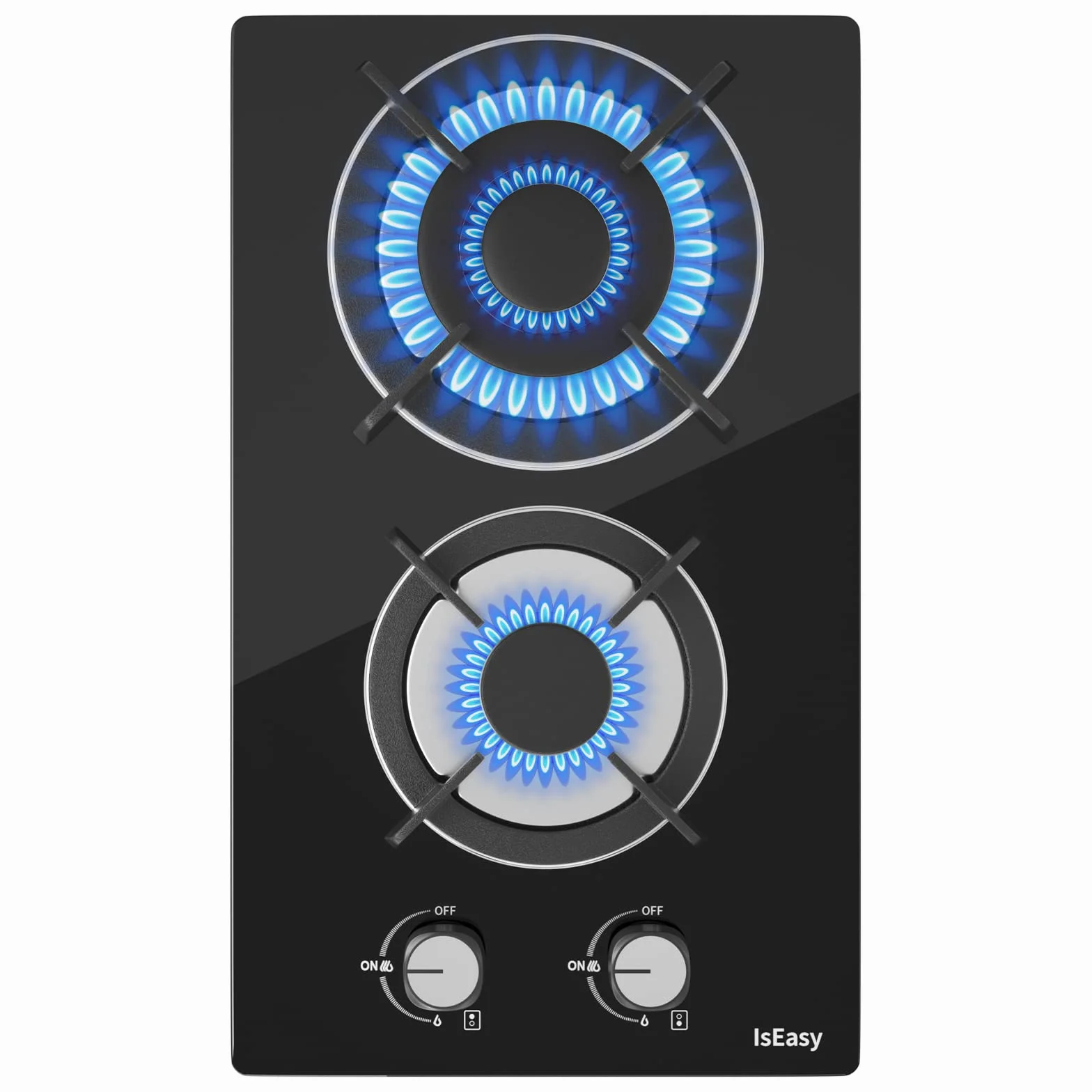 Placa de gas 2 fuegos autosuficiente cocina empotrable gas natural propano cristal