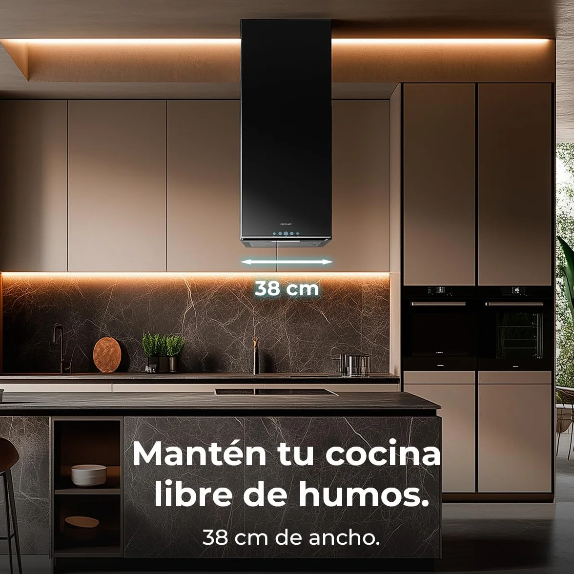 Cecotec Campana Extractora 38cm Isla Cuadrada Bolero Flux Ict 388000 Black A++ Negro 800m3/h 210W