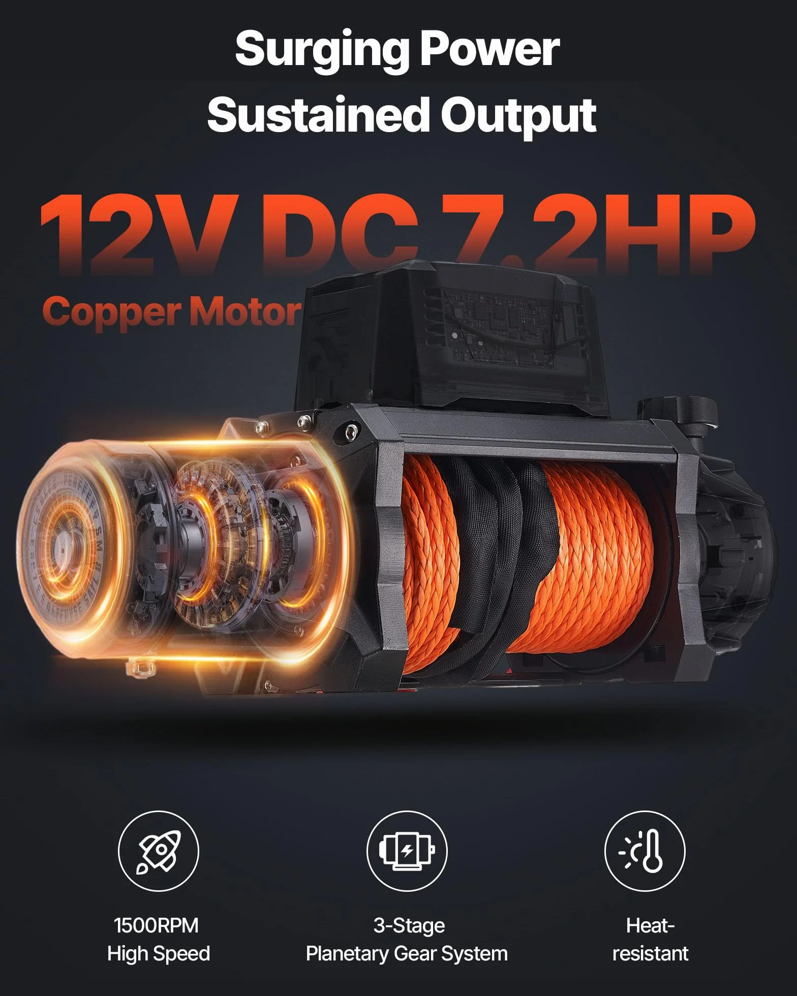 VEVOR Cabrestante Eléctrico de 12 V CC, 6100 kg, con Cuerda Sintética de Φ 9,5 mm x 28 m, Control Remoto Inalámbrico y con Cable, Resistente al Agua, para Remolcar SUV, Jeep, Remolques, Barcos
