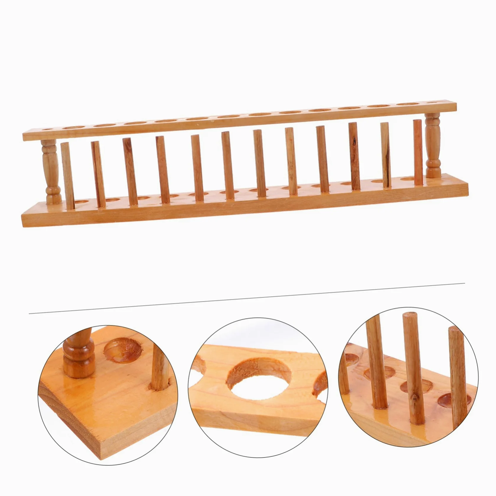 Cabilock Gradilla para Tubos de Ensayo de Madera Beige, Bien Pulida y Que No Daña las Manos, Adecuado para Laboratorio y Uso Escolar