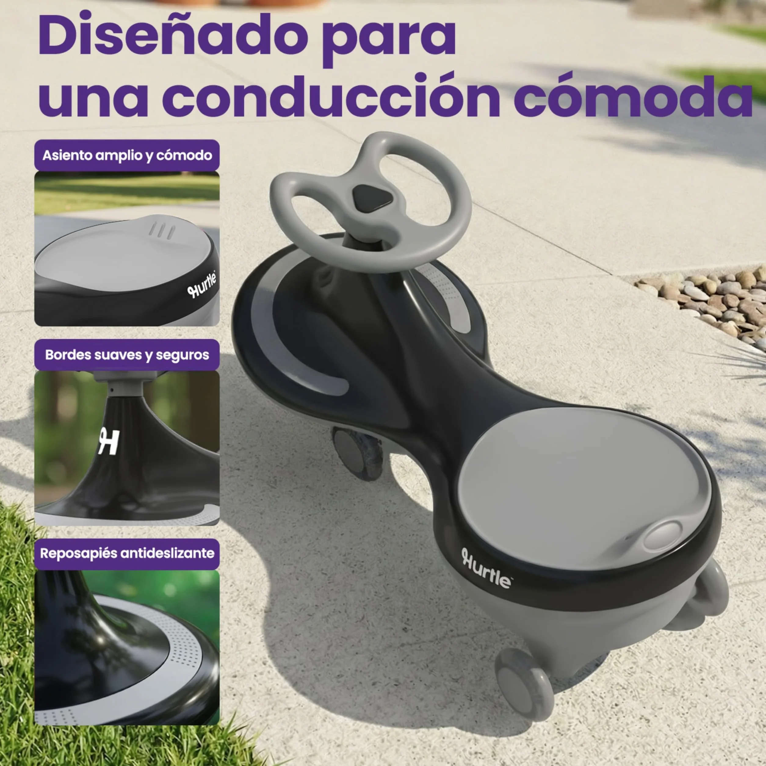 Hurtle Coche correpasillos Wiggle Coaster Car, Montable niños sin Pedales ni batería, Giro Movimiento, Interior Exterior, 2 Años+