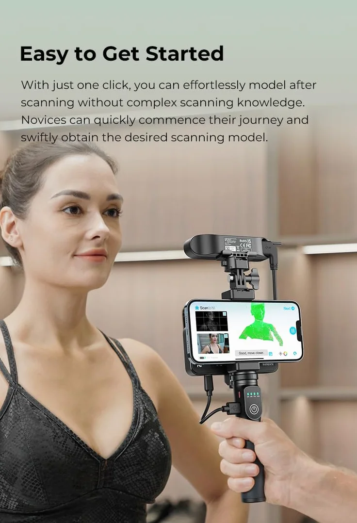 Creality CR-Scan Ferret Pro - Escáner 3D para impresión 3D, 0,1 mm de precisión, escaneo inalámbrico a través de WiFi 6, escáner de mano antivibración, escaneo a todo color de 24 bits, compatible con