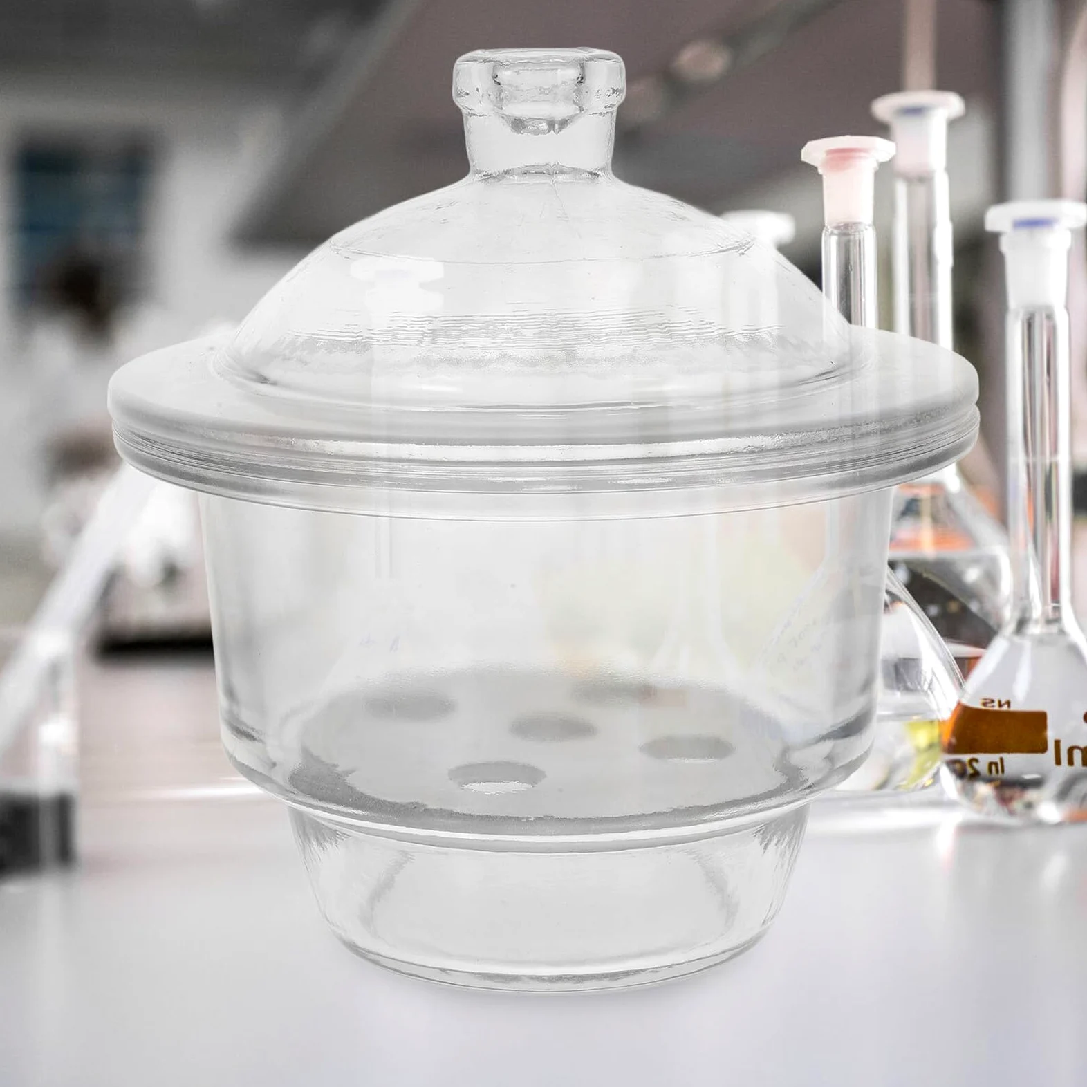 Botella Desecadora Secador de Cristalería de Vidrio para Laboratorio | Alta Transparencia, Manejo Sencillo, Fácil de Transportar, Uso en Presentación y Enseñanza