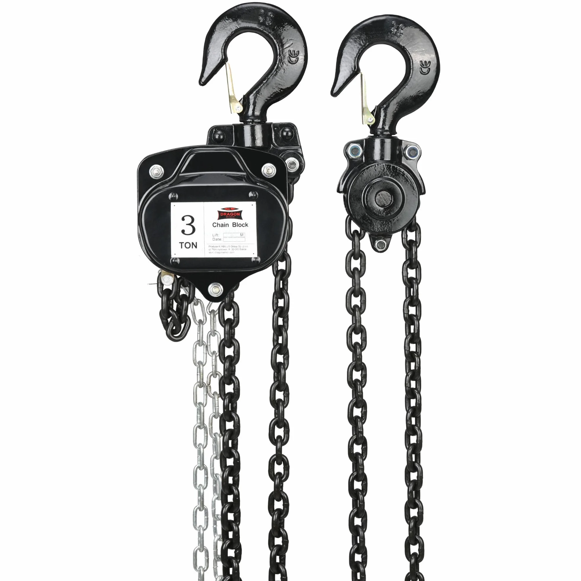 Dragon Winch Polipasto manual de cadena 3T con robusta cadena de acero | 6 m de elevación máxima | Polipasto de cadena manual con gancho resistente 3000 kg Cabrestante manual 3T/6M
