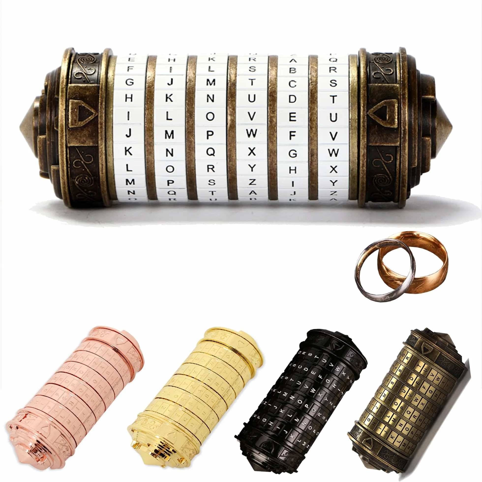 Da Vinci Code Mini Cryptex Lock Puzzle Brain Teaser Gift for Couples Blanco