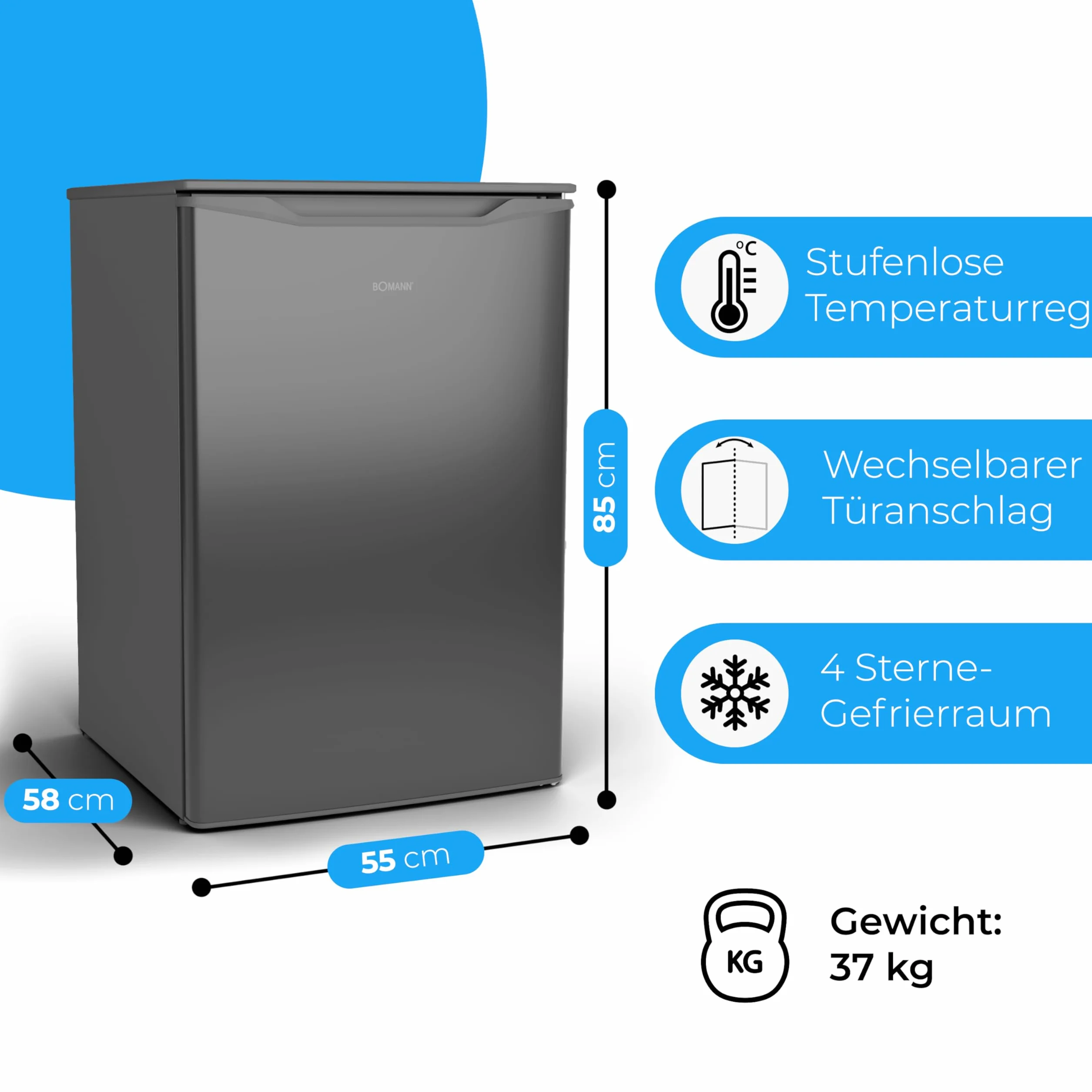 Congelador Bomann 87 L 4 estrellas ≤ -18°C regulable continuamente