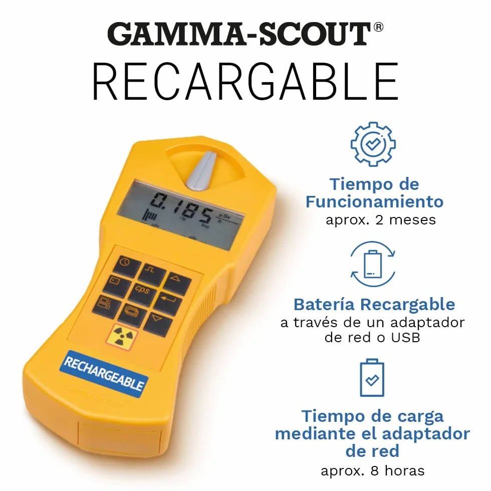 Rechargable | Contador Geiger para radiactividad con batería recargable, dosímetro personal, medidor de radiación incl. interfaz USB y software de evaluación