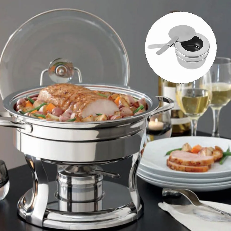 Mini Estufa de Alcohol con Tapa Quemador de Fondue para Camping Cocina 2 PCS