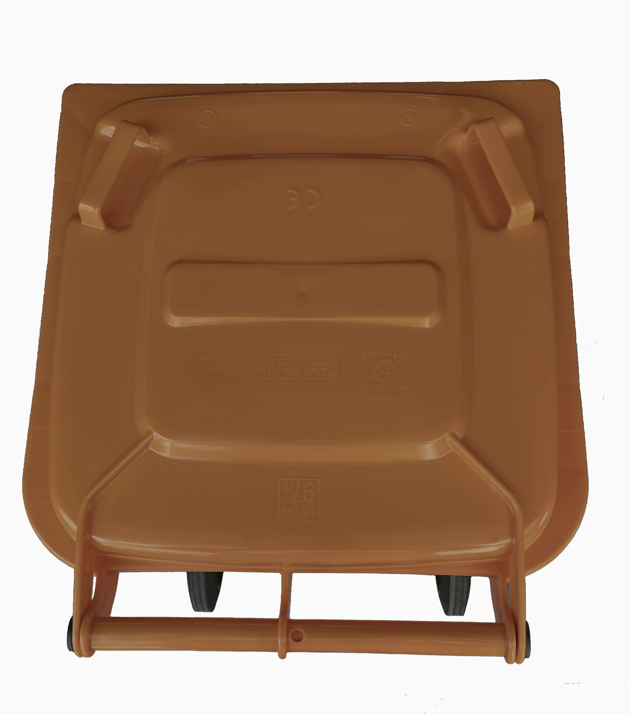 Mobil Plastic - Cubo con ruedas para la recogida selectiva de residuos, 120 l, para uso exterior, color marrón (UNI EN 840)