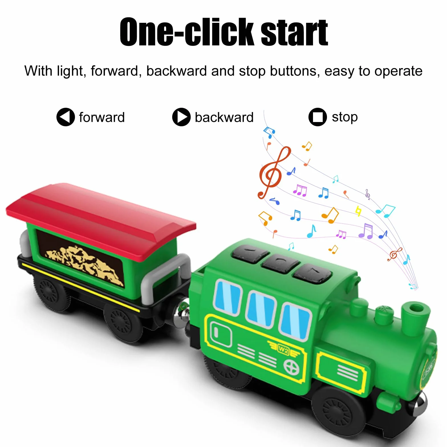 OBEST Tren Electrico Teledirigido para Niños con Luz y Sonido, Motorizado Magnético Control Remoto