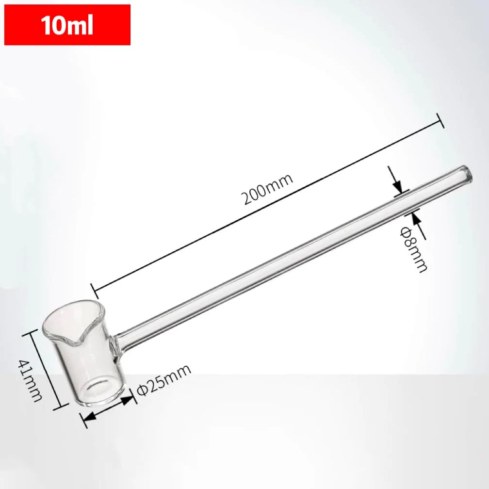 Cuchara de vidrio con alto contenido de borosilicato for ácido, cuchara de muestreo de embudo medicinal de mango largo (5/10/15/25/50/100 ml), 1 unidad(10ml)