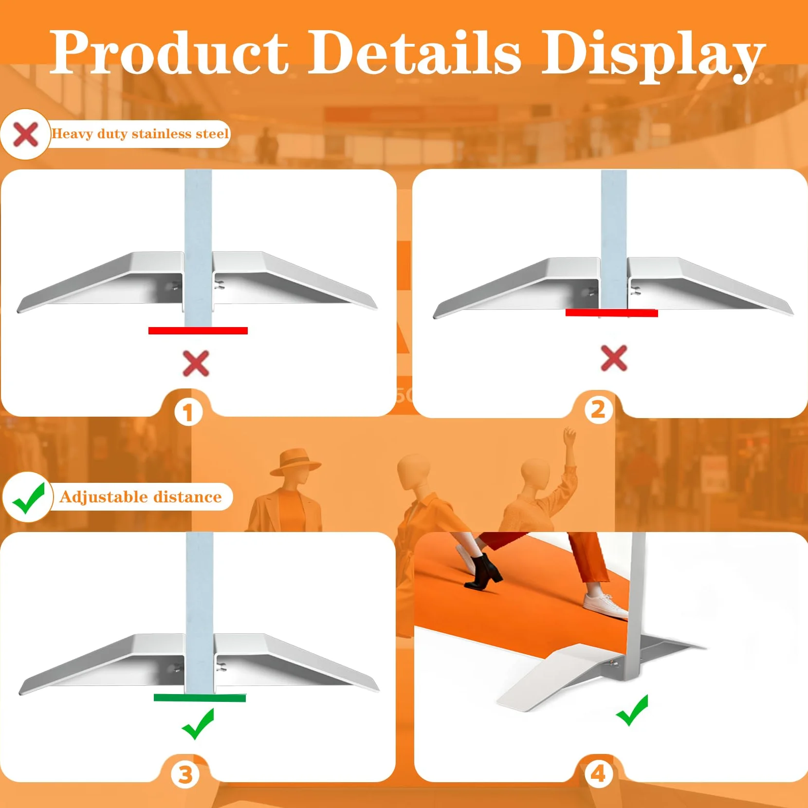 Soporte vertical de acero inoxidable resistente para carteles, base de soporte para letreros de tablero, adecuado para cualquier tamaño de publicidad comercial, eventos, tiendas, exhibiciones