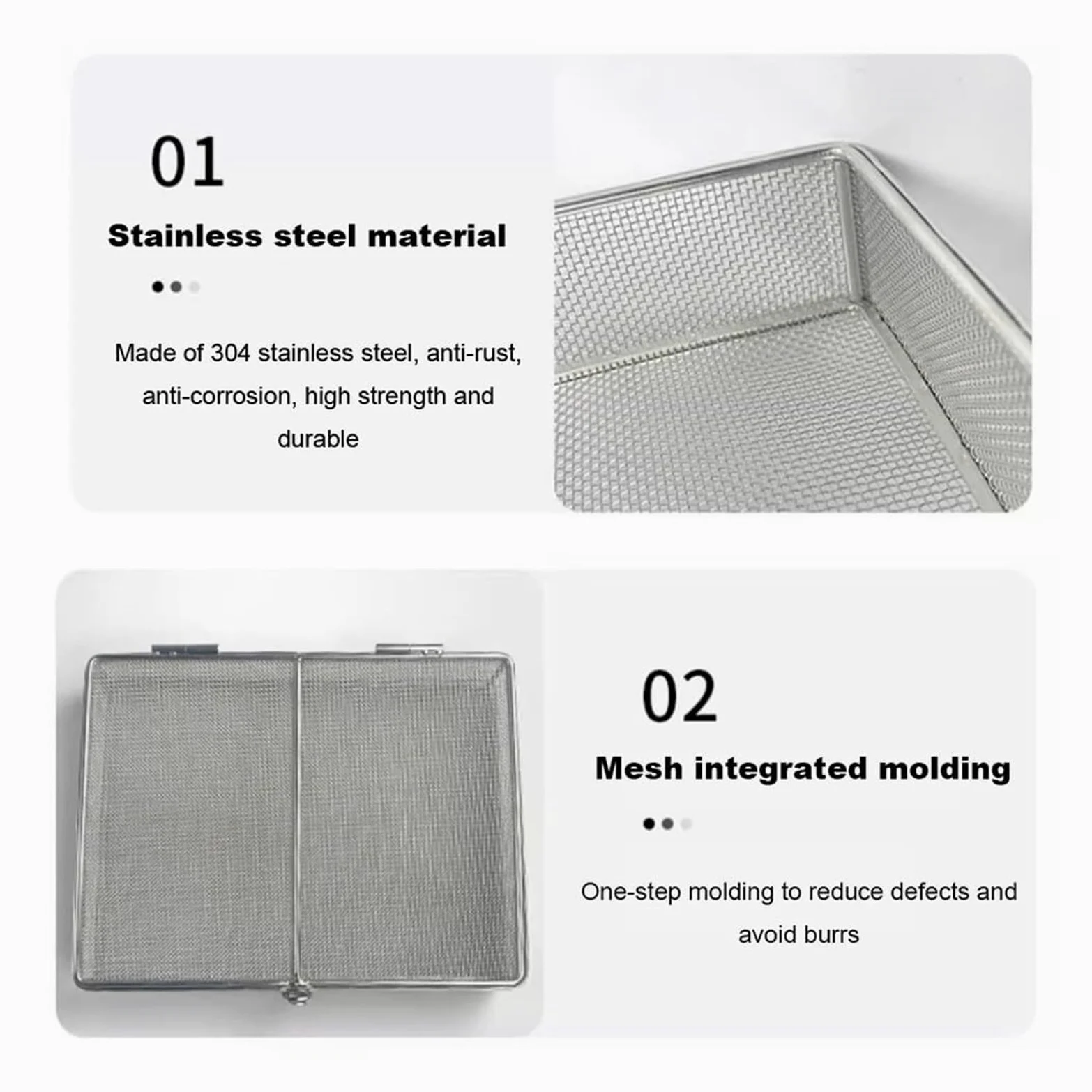 Cesta de malla de acero inoxidable con tapa，Contenedor para limpieza, lavado y esterilización de instrumental quirúrgico en hospitales(25 * 15 * 5cm)