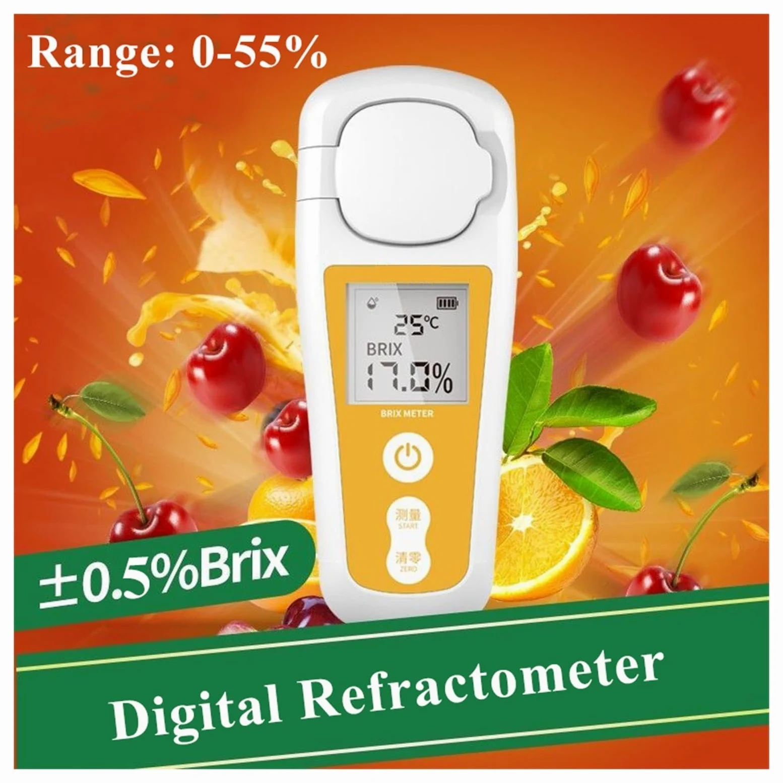 Refractómetro Digital 0-55%, medidor, medidor de Jugo de Frutas, Bebidas, Contenido de azúcar, Instrumento de medición, medidor de azúcar
