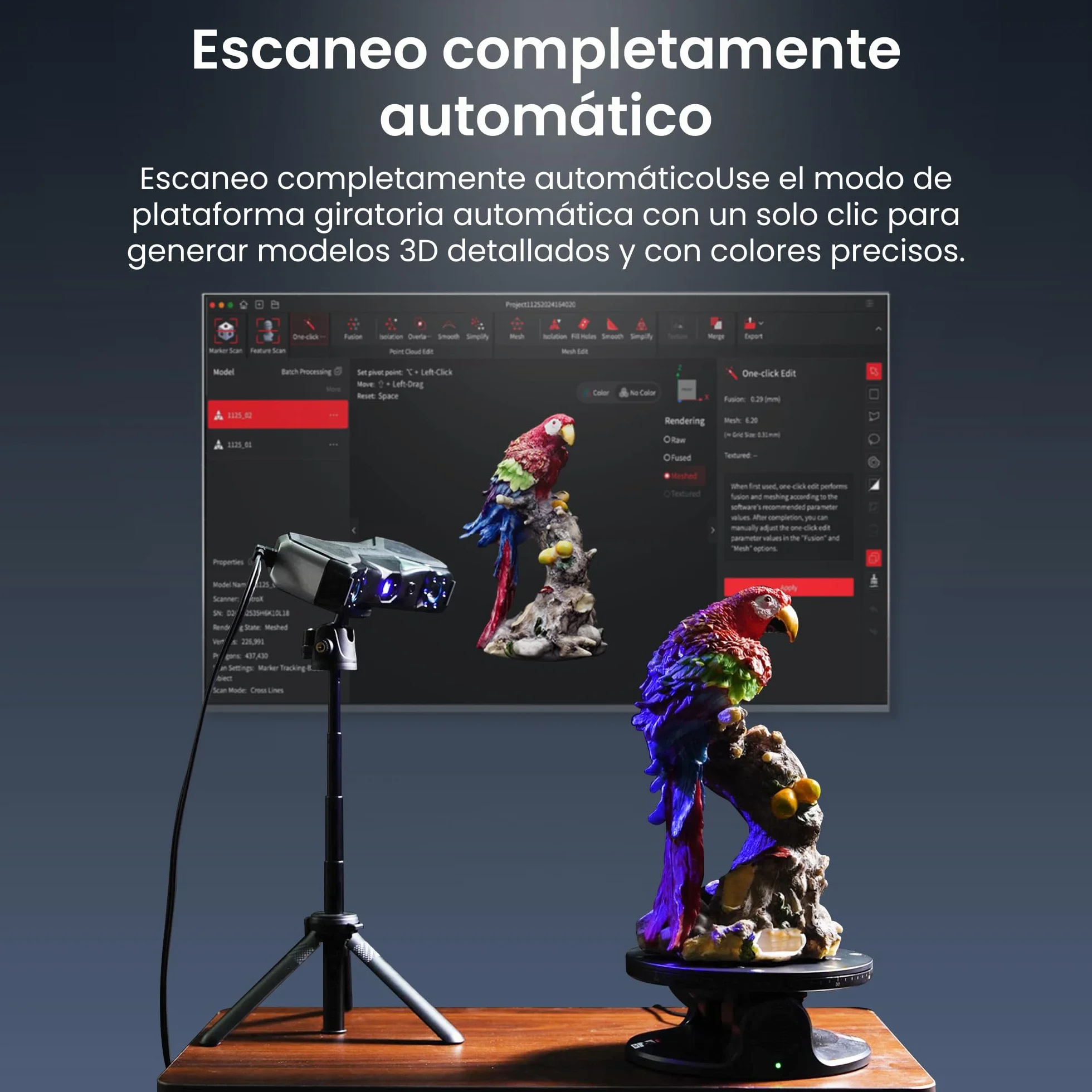 Revopoint MetroX Escáner 3D para Impresión 3D, Precisión hasta 0,01 mm, Exactitud de Grado Metrológico, Hasta 60 fps, Láser Azul, 4 Modos de Escaneo, para Escanear Objetos Metálicos/Oscuros, Estándar