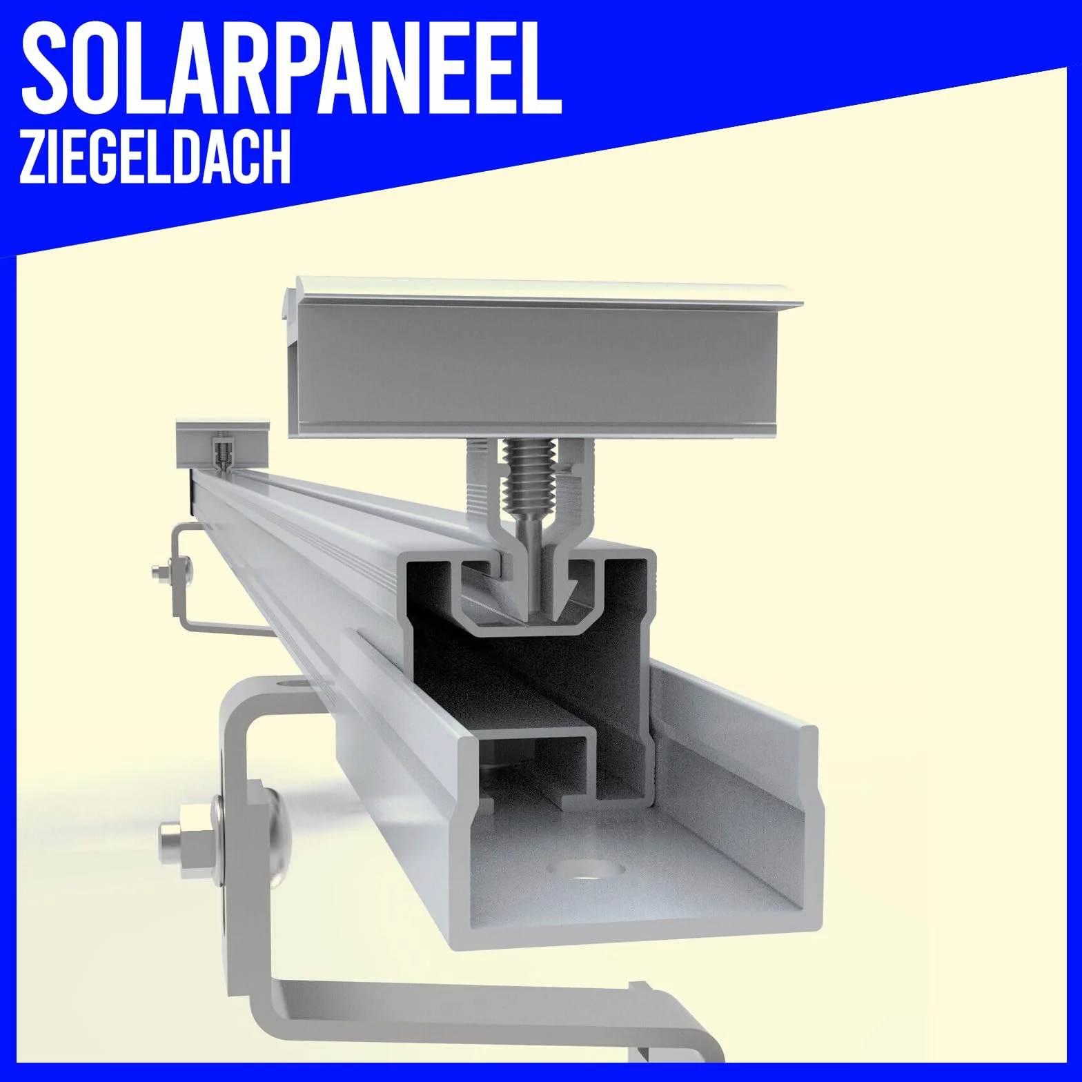 Set de 2 módulos fotovoltaicos, PV, fotovoltaica, soporte de techo, fijación, soporte, soporte, solar, panel solar, panel solar, soporte fotovoltaico, techo de tejas, 35 mm
