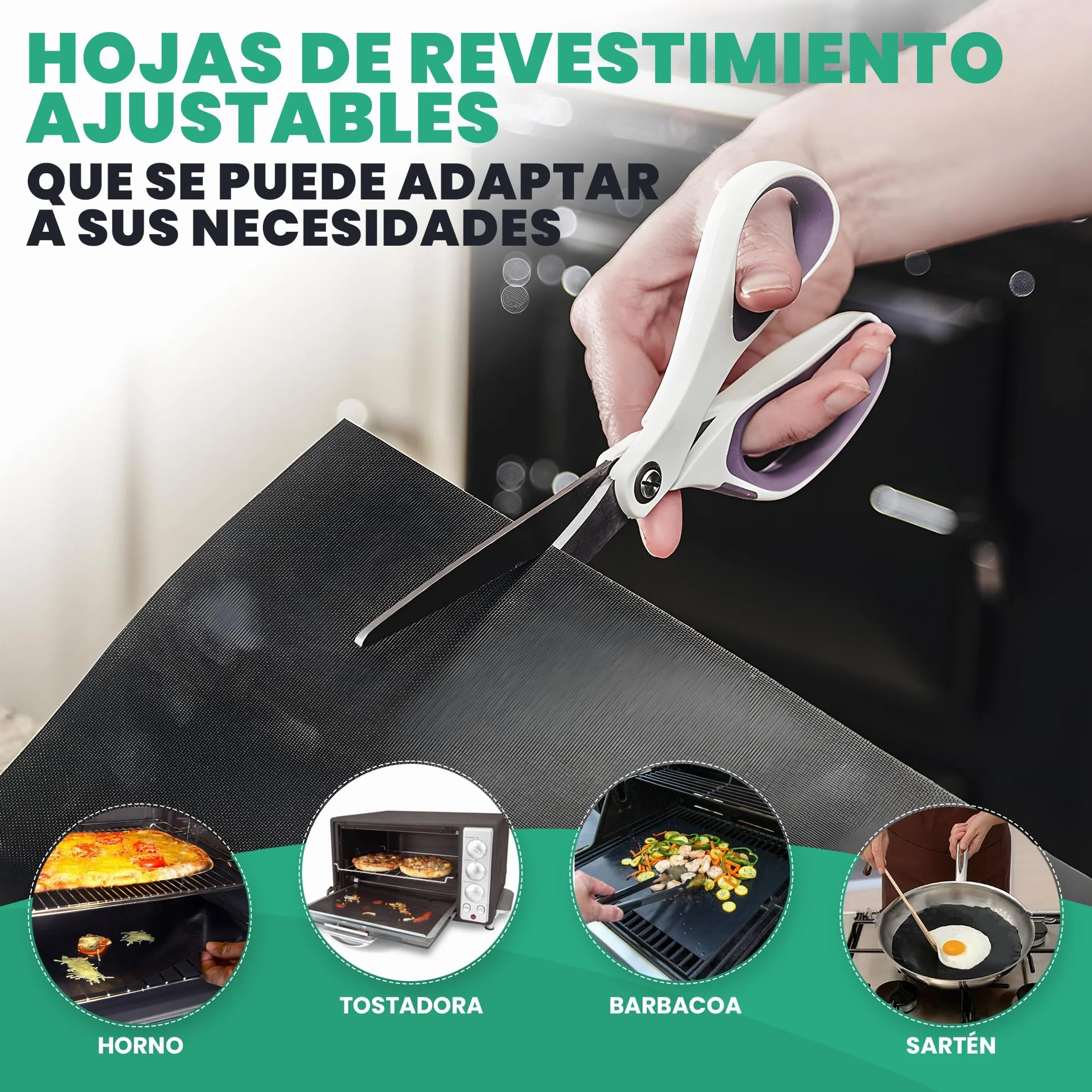 Protectores de Horno antiadherentes Reutilizables 50x40 cm Paquete de 3