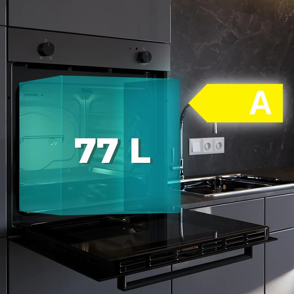 Cecotec Bolero Hexa C126001 Horno Integrable 77L 2800W 5 Funciones Steam Assist EasyClean Puerta Fría