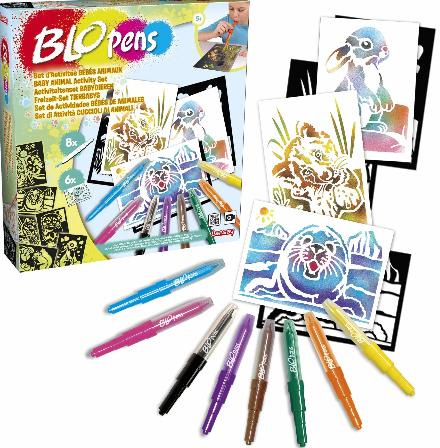 Lansay Blopens Super Centro de Actividades Mágicas Taller de Dibujo y Coloreo Niños 5+ años 13 Rotuladores Pupitre 16 Plantillas