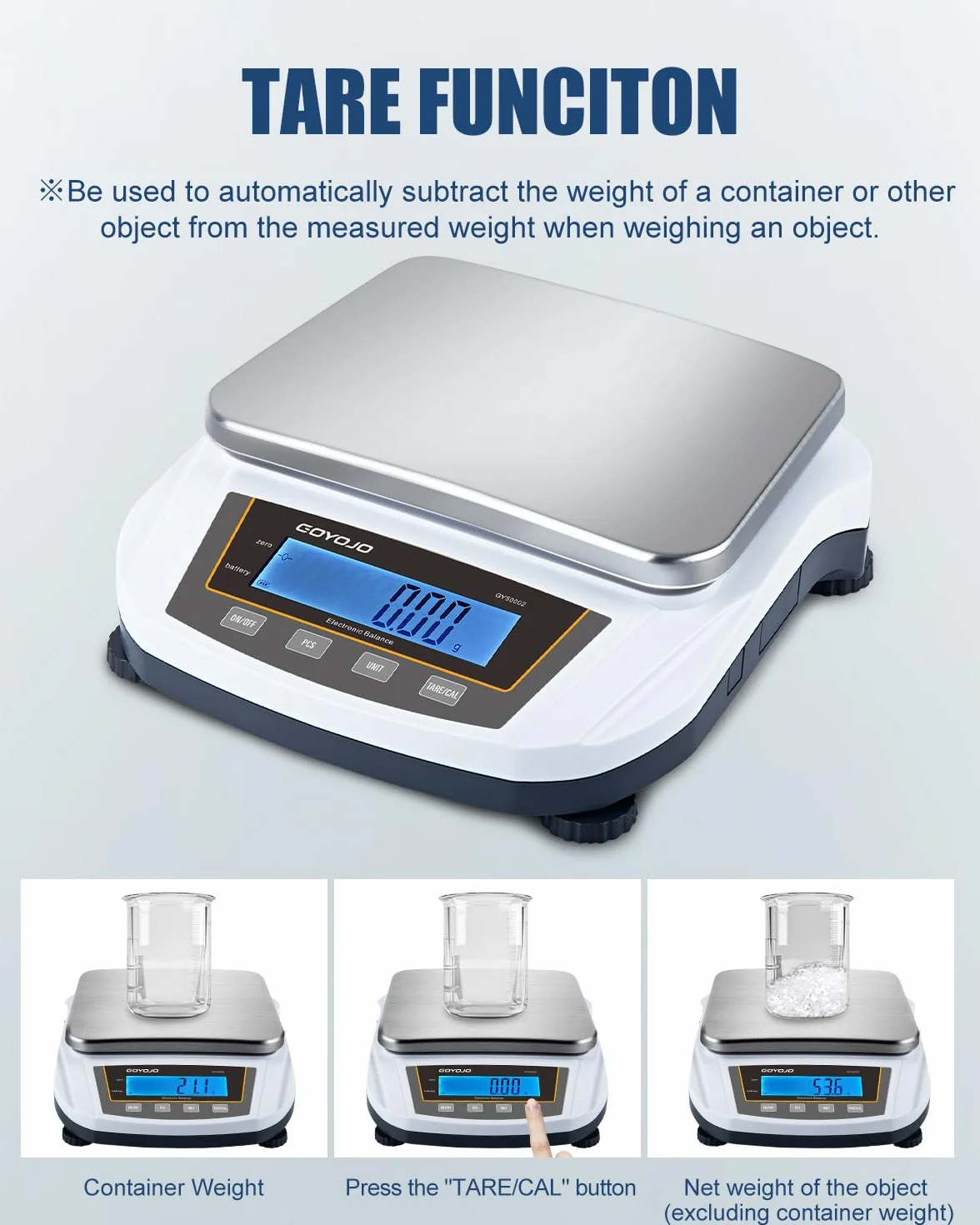 GOYOJO Balanza de Laboratorio 5000g x 0.01g Báscula Analítica de Precisión Digital Electrónica de Alta Precisión Balanza de Joyería Cocina Balanza Científica