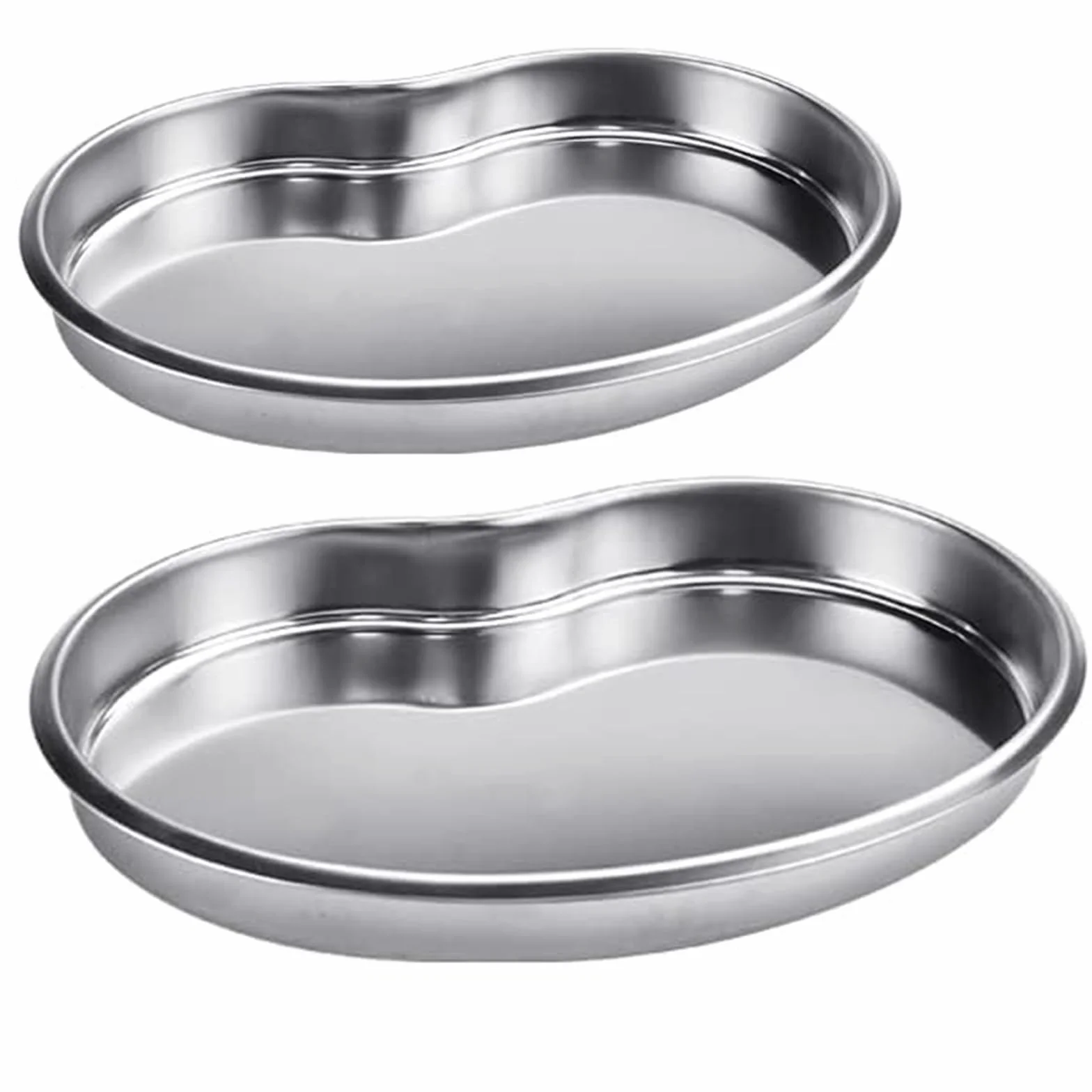 Bandeja de acero inoxidable para riñones, reutilizable, curva, 2 unidades