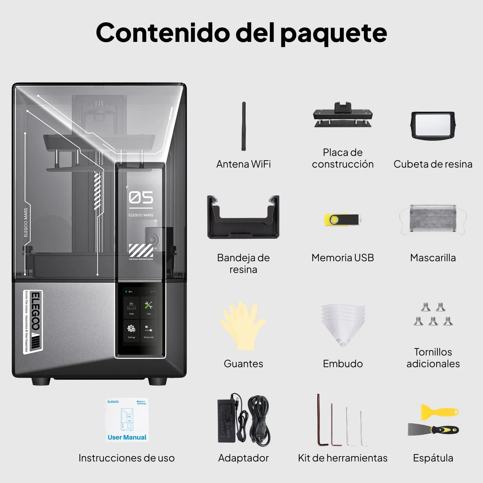 ELEGOO Mars 5 Ultra 9K Impresora 3D Resina, Nivelación Automática, Rápida Impresión 3D a 150mm/h, Cámara AI, Impresión WiFi Cluster, Gran Tamaño de Impresión 153.36 * 77.76 * 165mm³