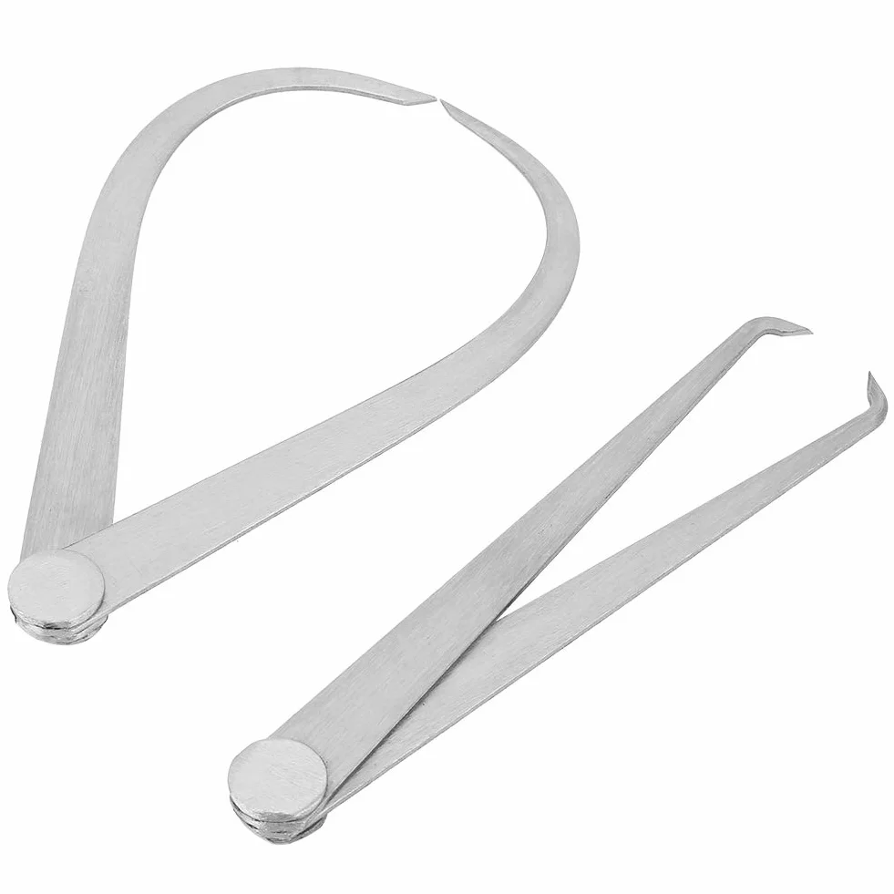 Calibre de acero inoxidable 150 mm/6" con patas rectas y dobladas, interior exterior, herramientas de medición de cerámica