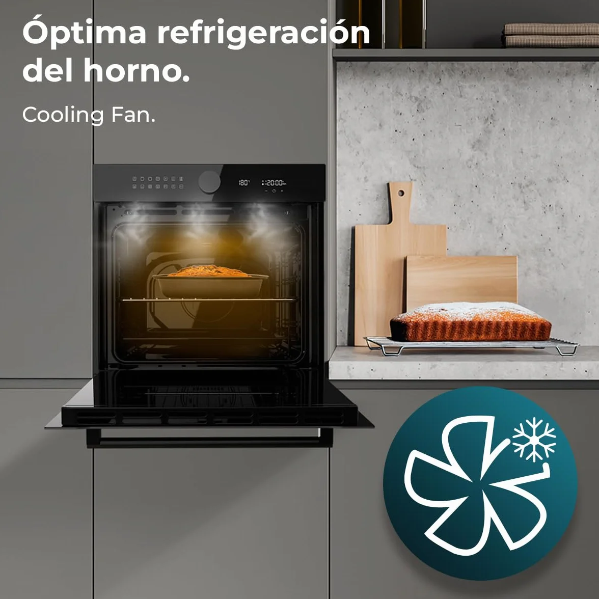 Cecotec Horno Integrable Pirolítico 73L Bolero Hexa P516000 Glass Black 3250W 14 Funciones Dual Display Airfryer Master Convección
