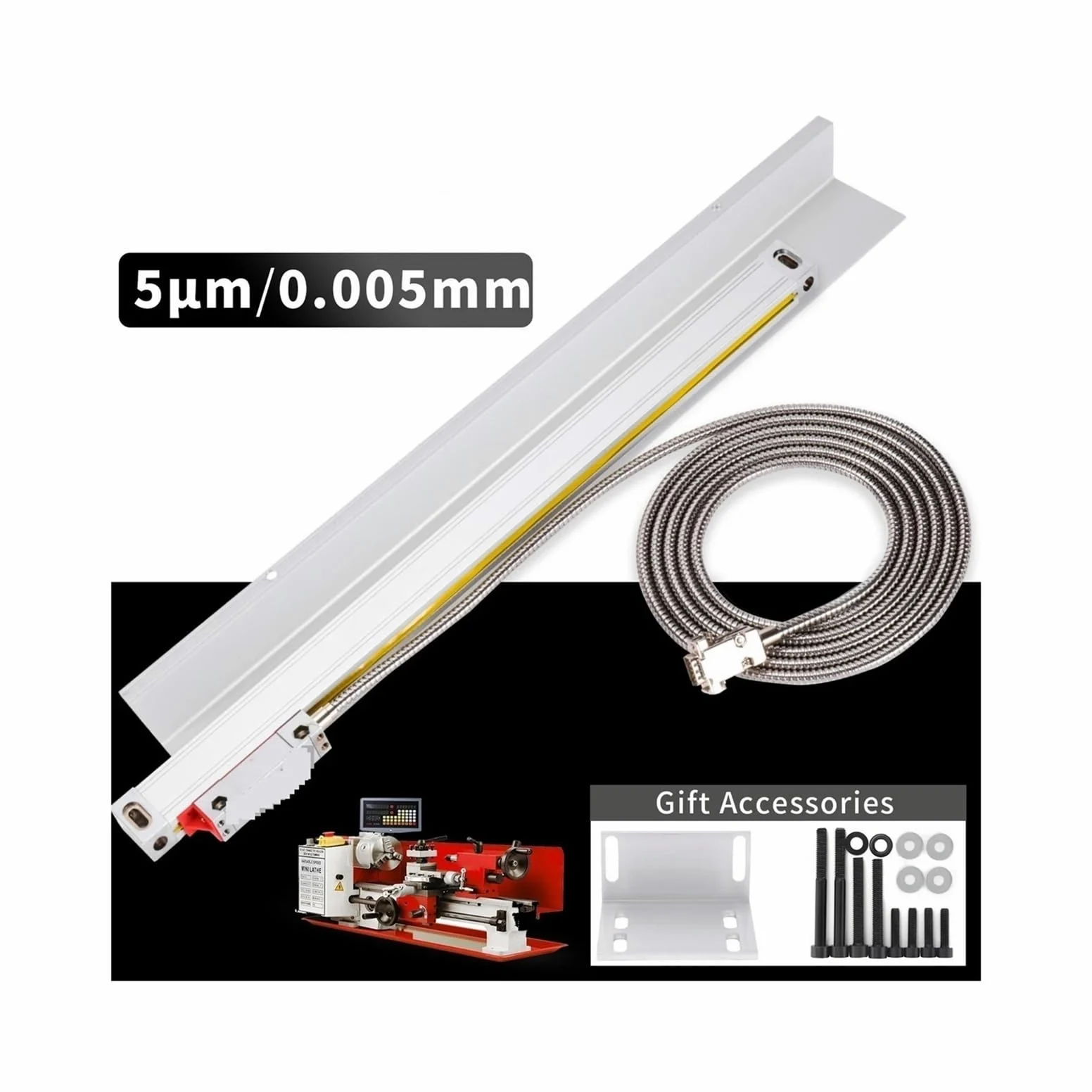 OPFVUJIKX Codificador DRO ABZ de 5 micras con e Lineal de Alta precisión de 0,005 mm y Regla de Rejilla óptica de 850 mm, 900 mm, 950 mm y 1000 mm.(Travel 900mm)