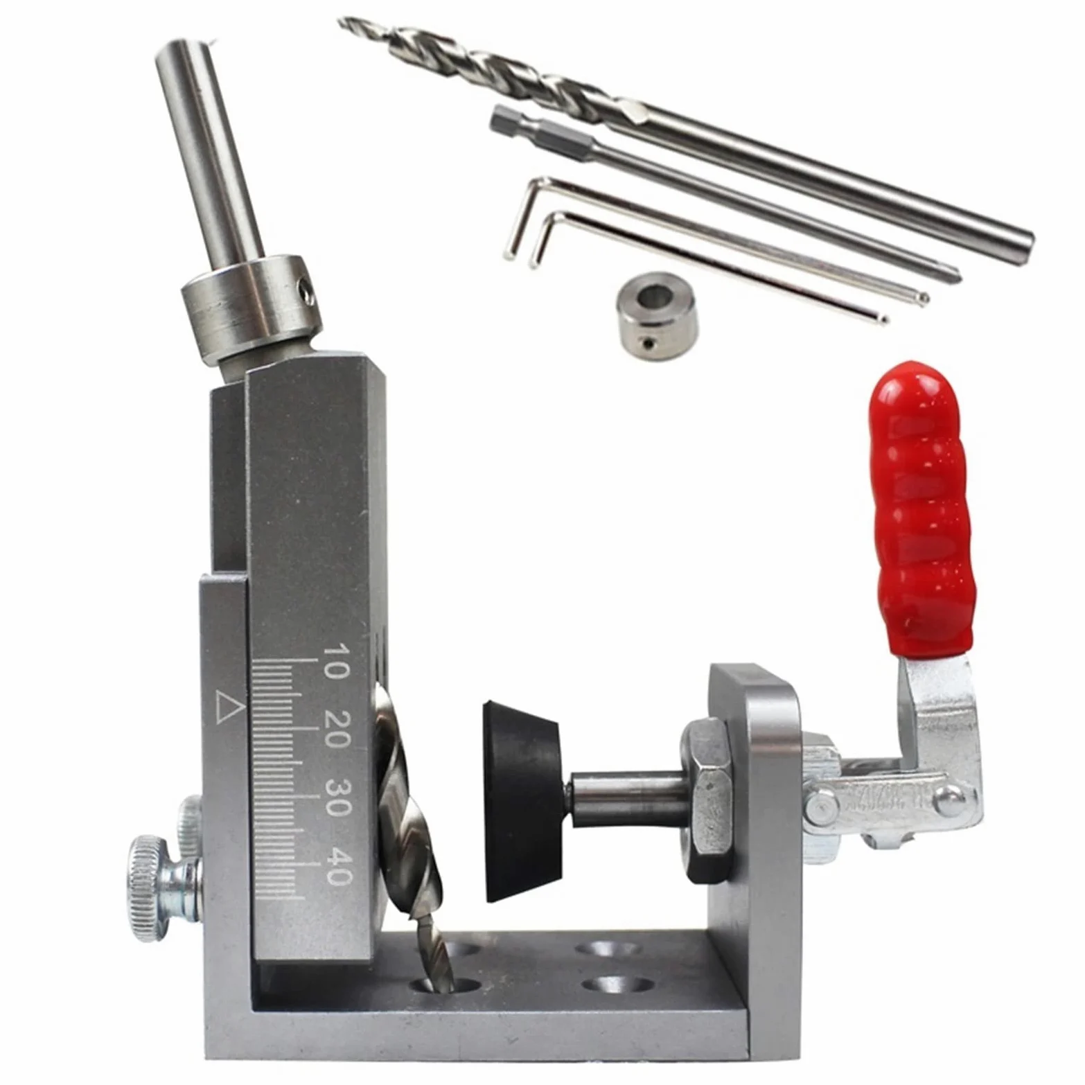 Micrómetro Digital, de kit plantilla orificio bolsillo sujeción rápida con juego brocas 9 mm Kit herramientas carpintería carpintero(Quick clamping)