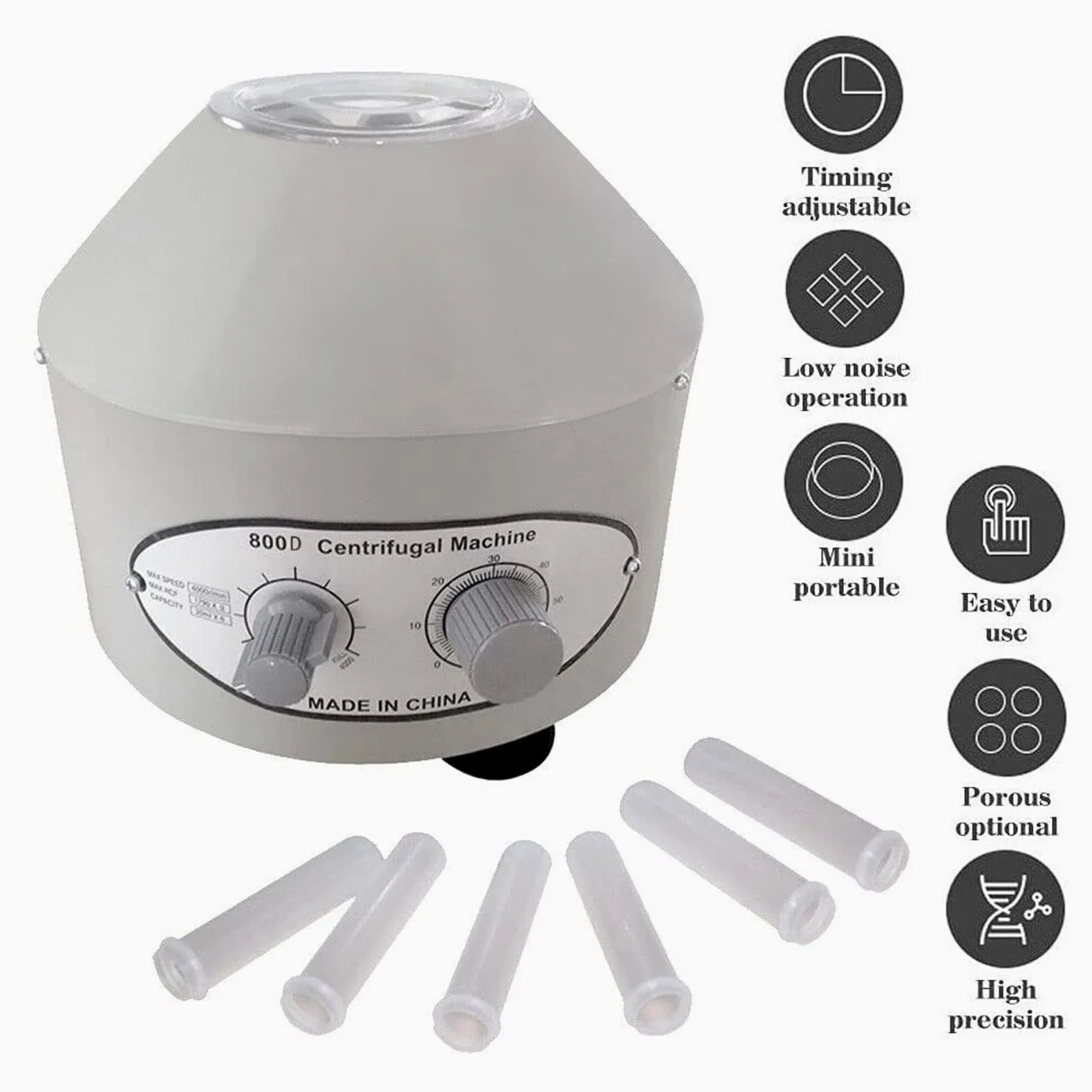 SYUFRE Máquina centrífuga eléctrica de Escritorio portátil 20mlX6, máquina centrífuga médica de Laboratorio de Laboratorio con Temporizador de 0-60 min y práctica de Equipo de Control de Velocidad