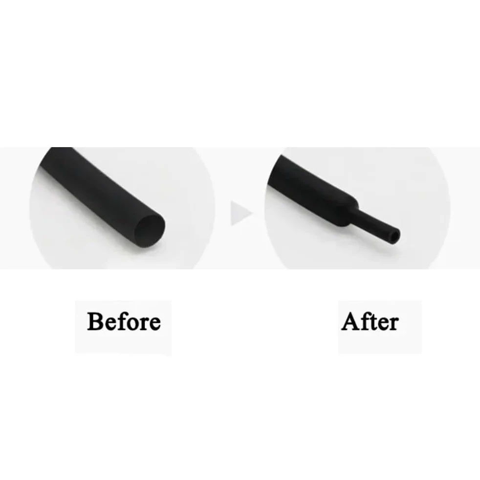 Tubo termorretráctil de poliolefina 3:1 sin Pegamento, Negro, Forma Larga, Funda Protectora for Cable, 1 Pieza(50MM*5METERS)
