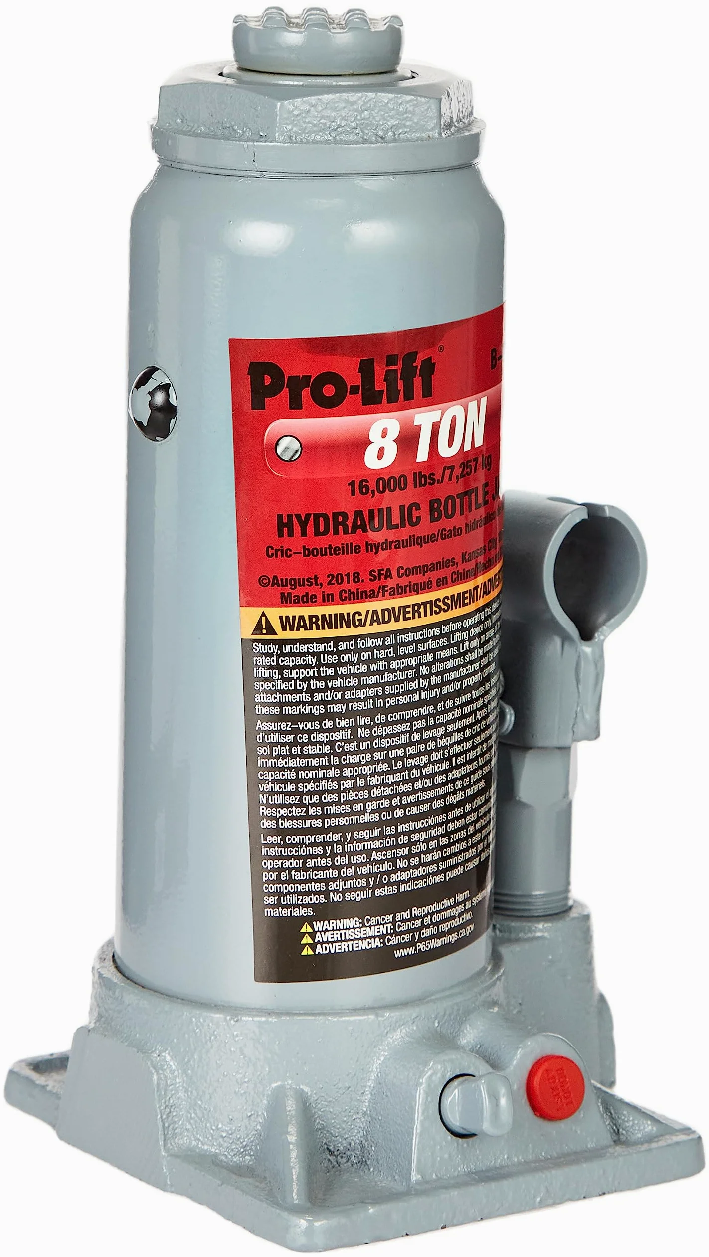 Pro-LifT B-008D - Gato hidráulico Gris para Botella (Capacidad de 8 toneladas)