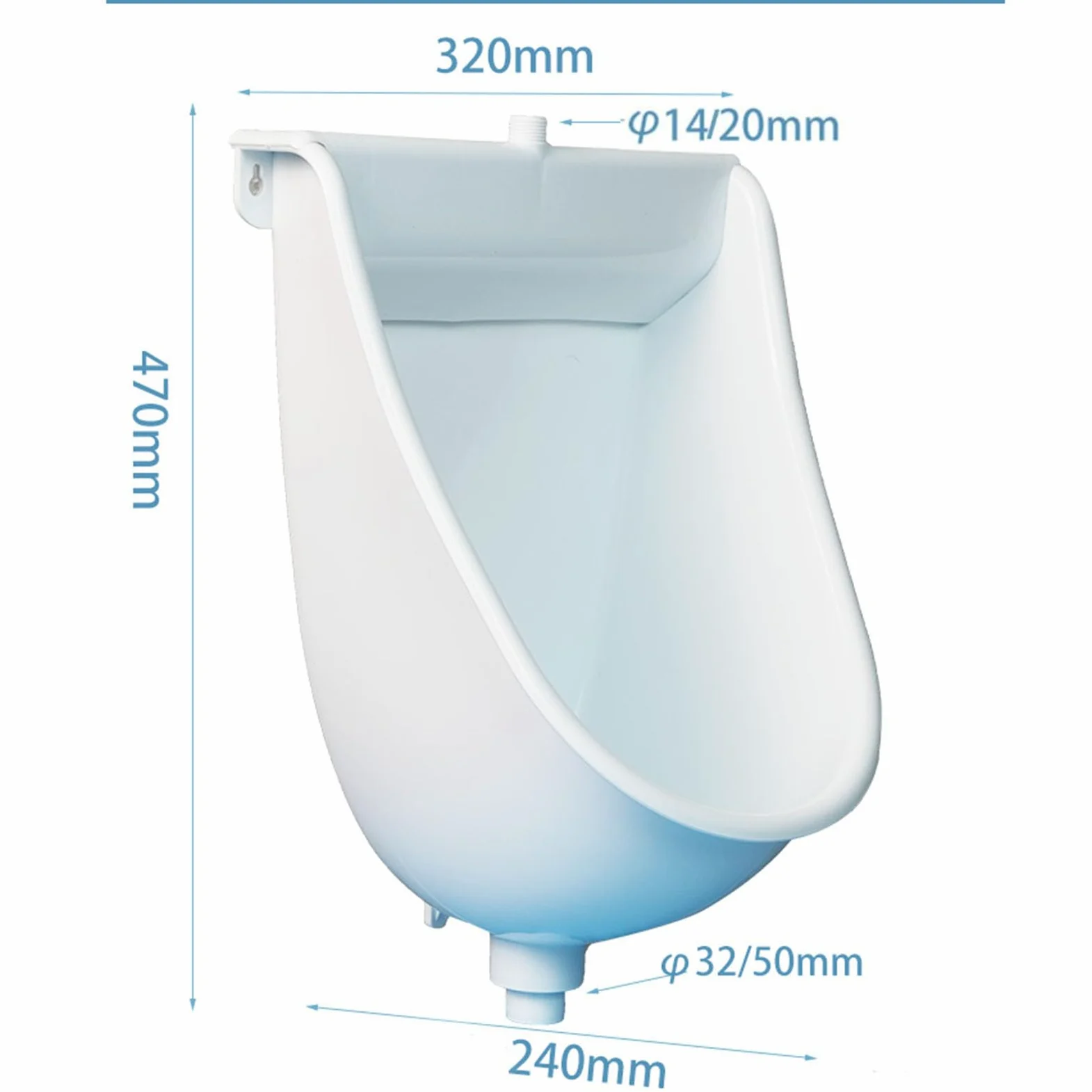 NILoykg& Urinarios De Plástico De Montaje En La Pared para Hombres, Orinales Simples Eficiencia De Lavado De Inodoros Públicos Urinarios, Urinarios Sin Agua con Manguera,Blanco,Surface Mounted