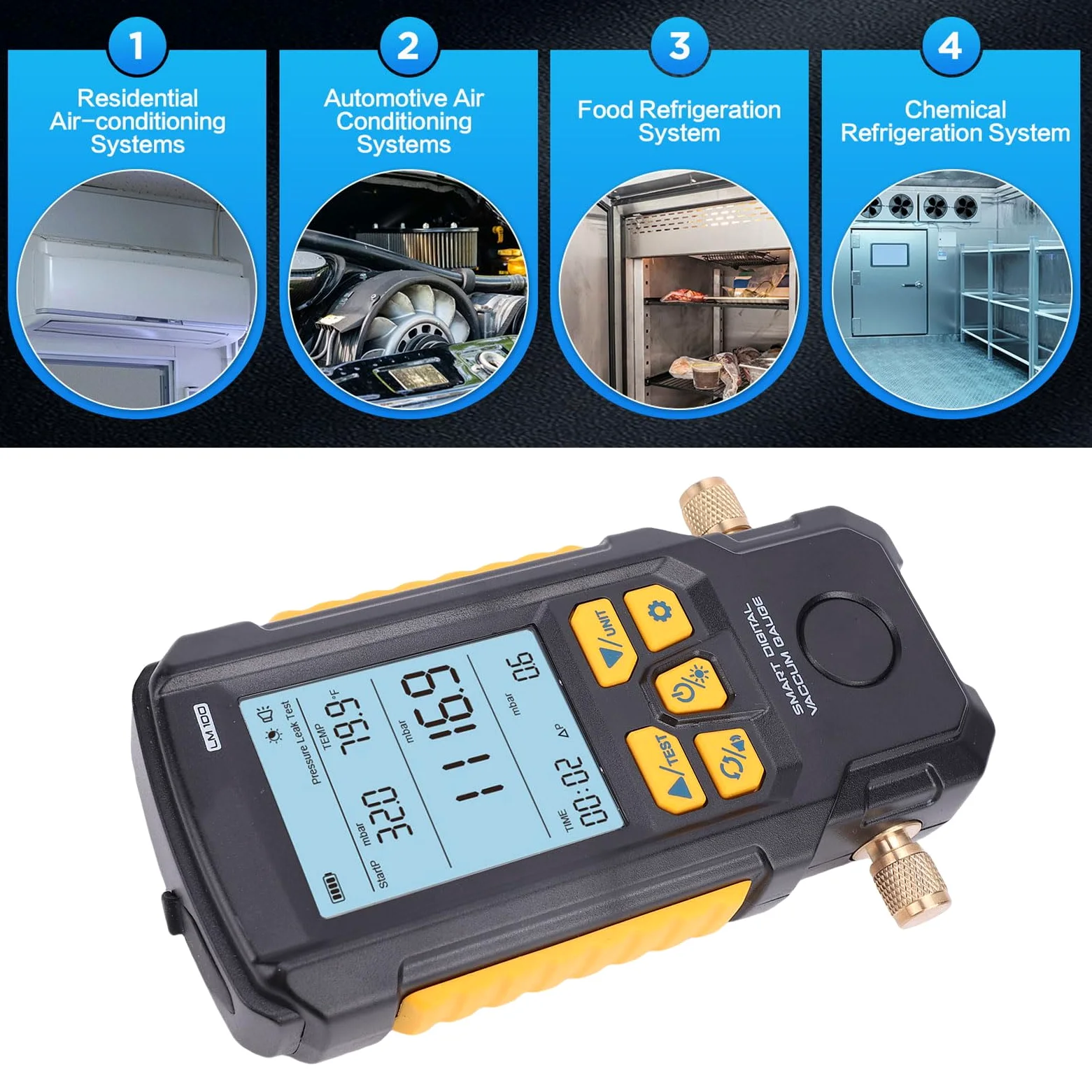 Medidor de Vacío Digital con Sensor Preciso para Pruebas de HVAC y Detección de Fugas de Presión - Rango de Medición de 0-2000 Mbar
