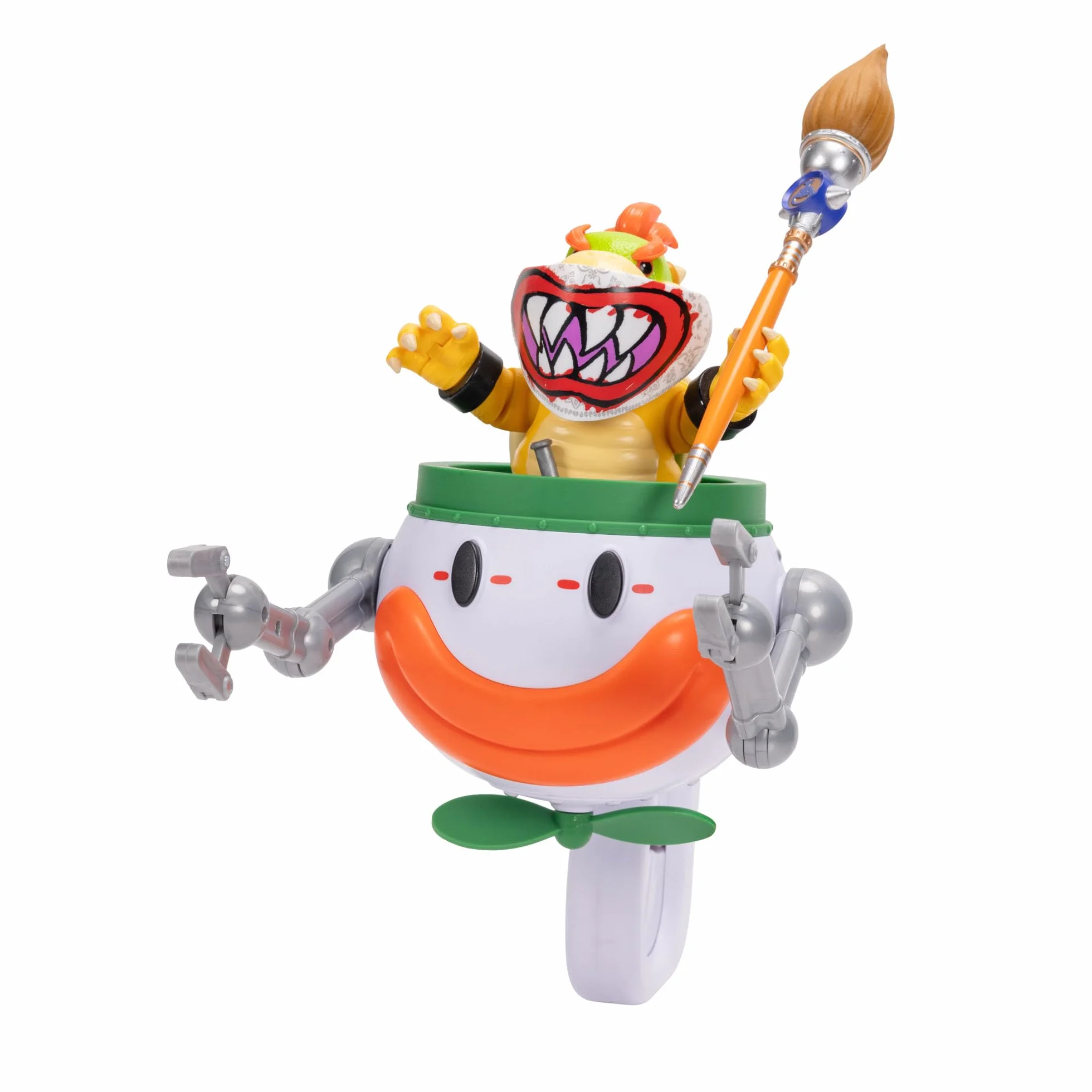 Super Mario Galaxy Figura Bowser Jr. 13 cm con Coche Payaso Pincel Pegatinas Agua