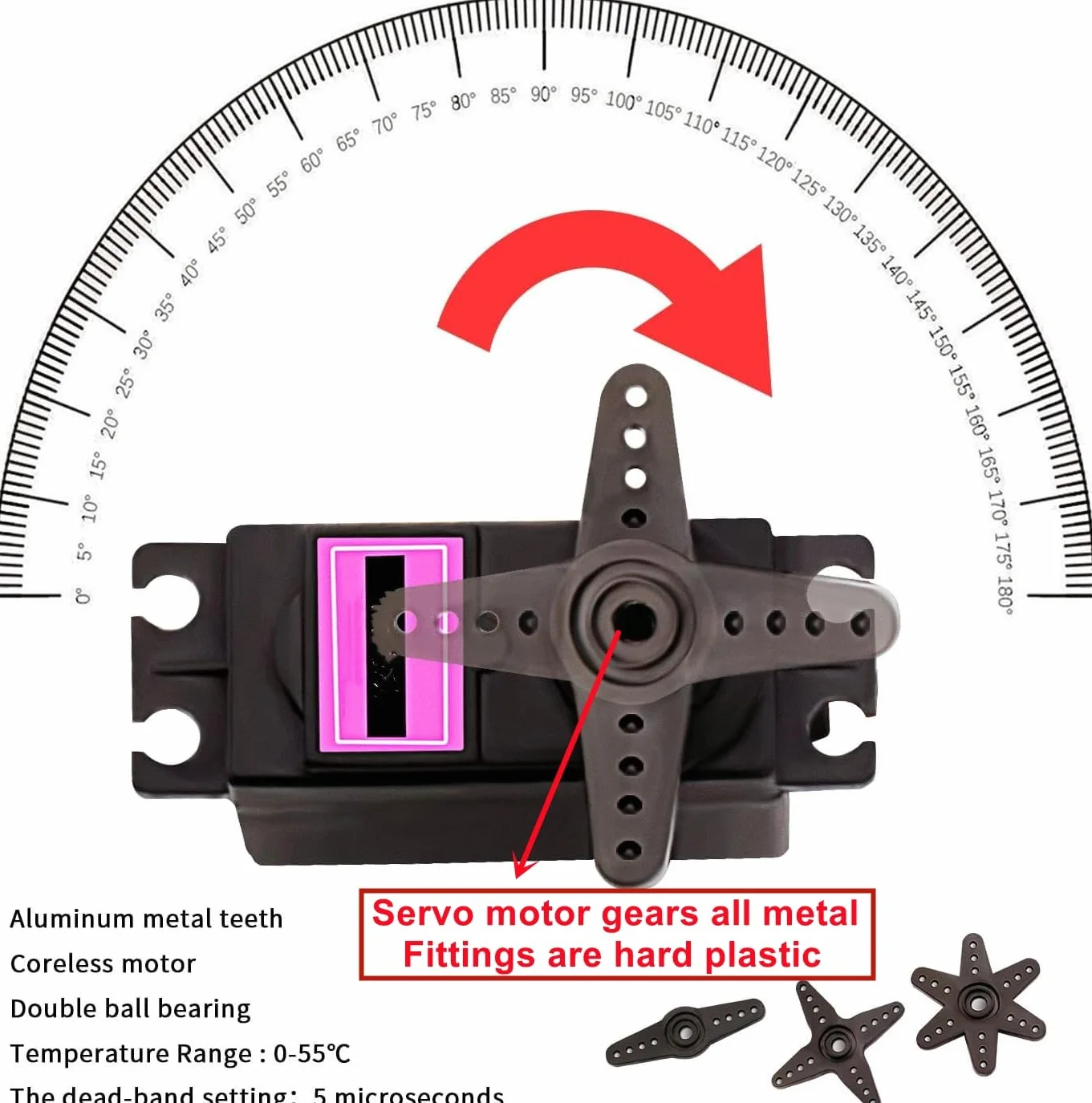 Alta Precisión Par Kit Servo Motor Digital Metal Gear para RC Robot Helicóptero Avión Coche