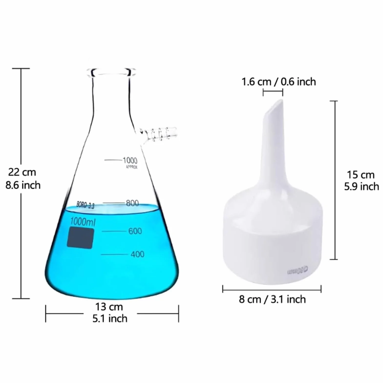 Kit de filtración al vacío resistente y asequible: bomba y botella de filtro de metal, embudo Büchner de porcelana. Juego completo for laboratorio general.(1000ML)