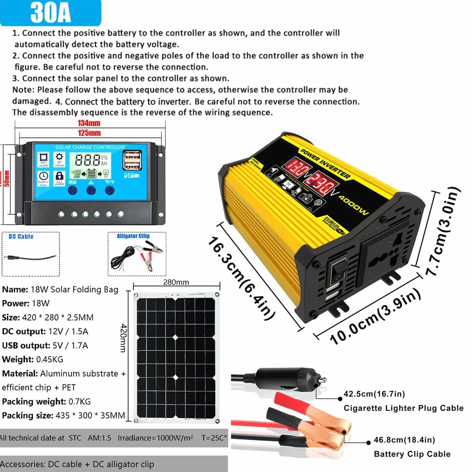Placa Solar Con Bateria Y Enchufe 220v, Baterias Solares Para Casa, Kit Placa Solar, Inversor Y Cargador De 300 W,Convertidor De CC 12 V A CA 110 V/220 V, Con 2 Puertos USB Y Pantalla LED
