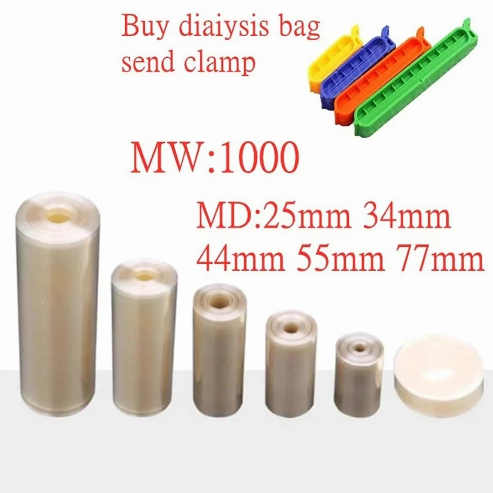 Tubo de celulosa regenerada MW1000 de laboratorio de 1 o 5 metros, tubo de diálisis MD25/34/44/55/77 mm(MD34 1meter)