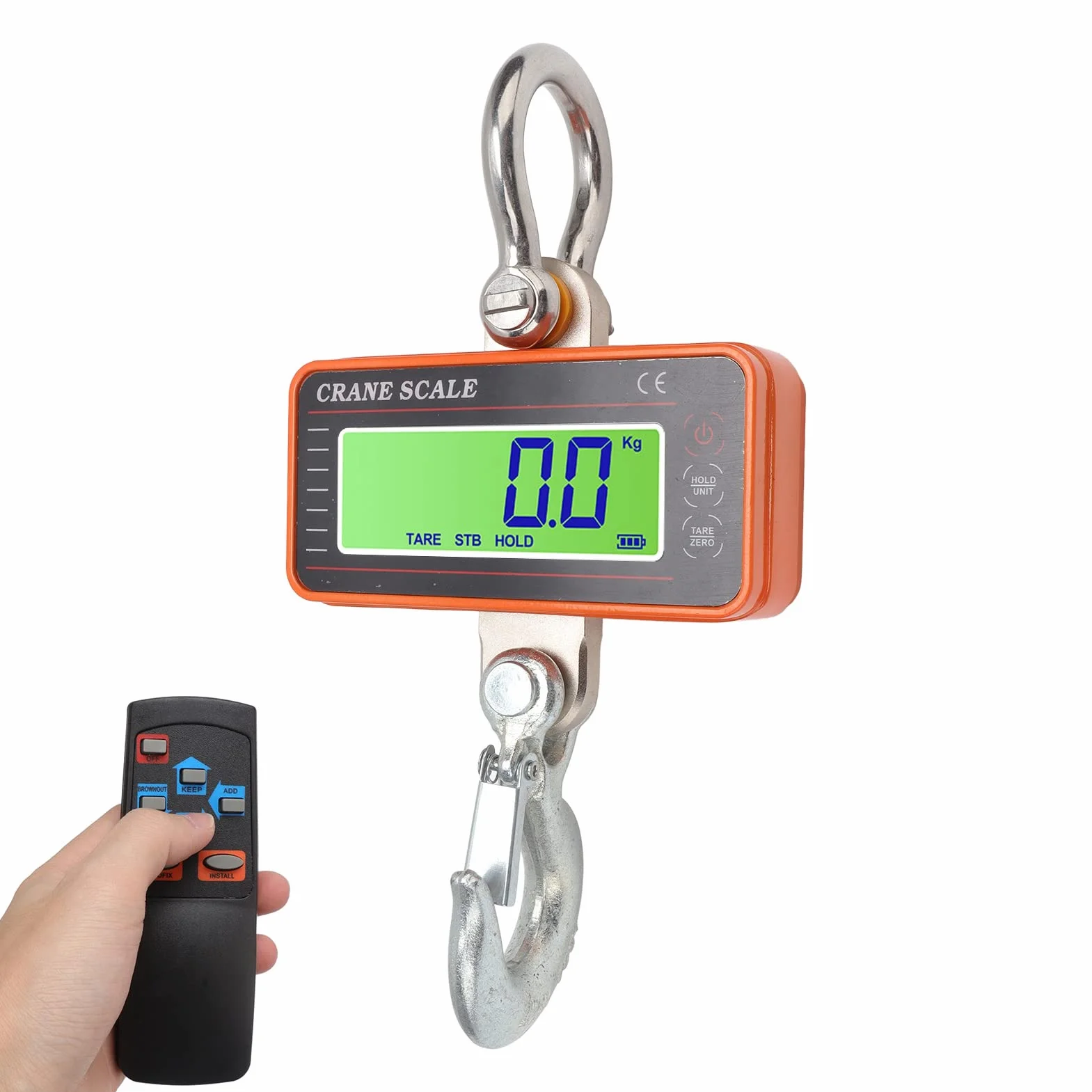 Báscula de Grúa Digital, Báscula Colgante Industrial de Servicio de 1500 Kg y 3000 Lb, con Pantalla LED de Control Remoto, Rango de Control Remoto de 20 M, para Medir el Peso