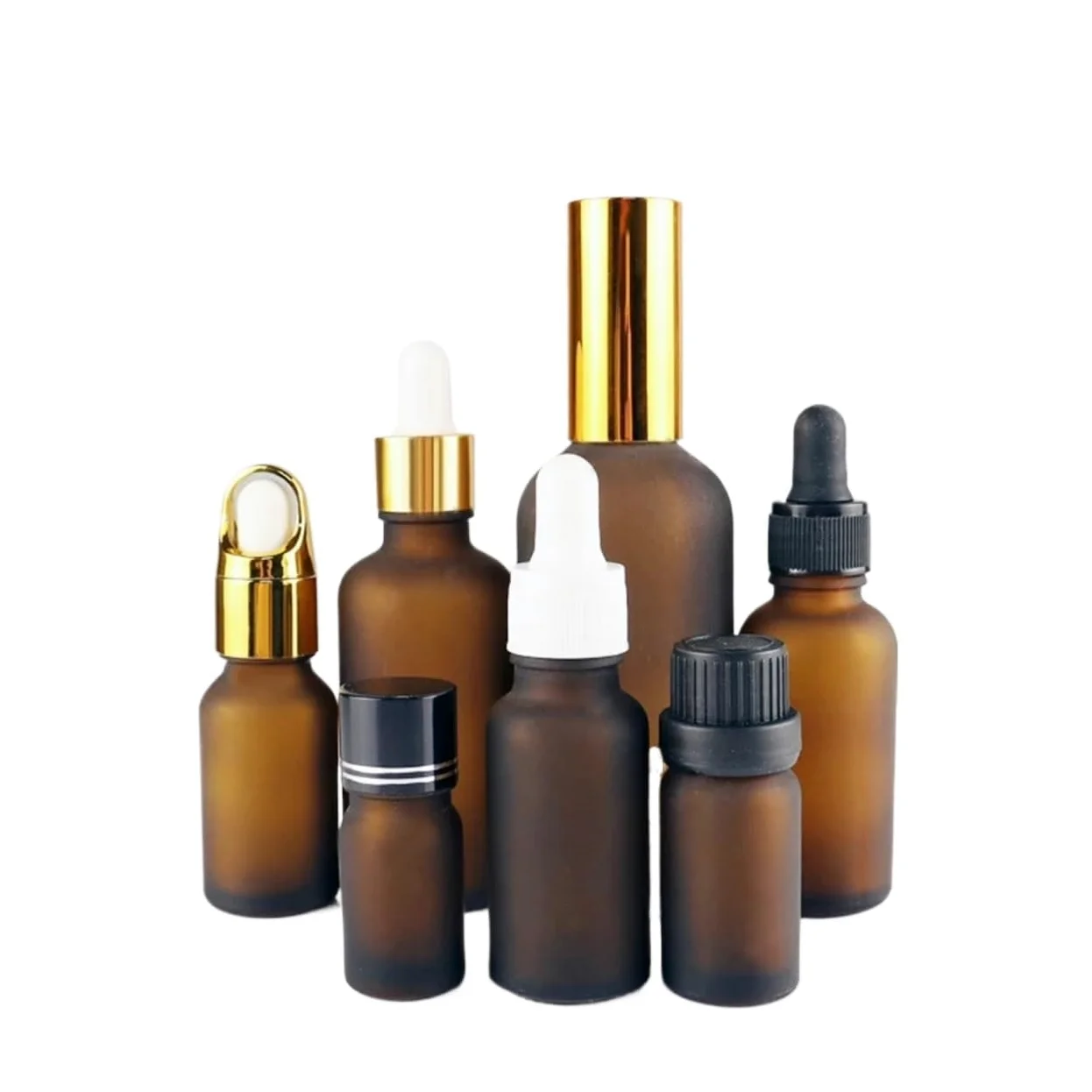 Gotero 20ml 30ml Botella cuentagotas de vidrio ámbar esmerilado Perfume Envase marrón mate 10ml Viaje con sabor a suero(3,20pcs,15ml)