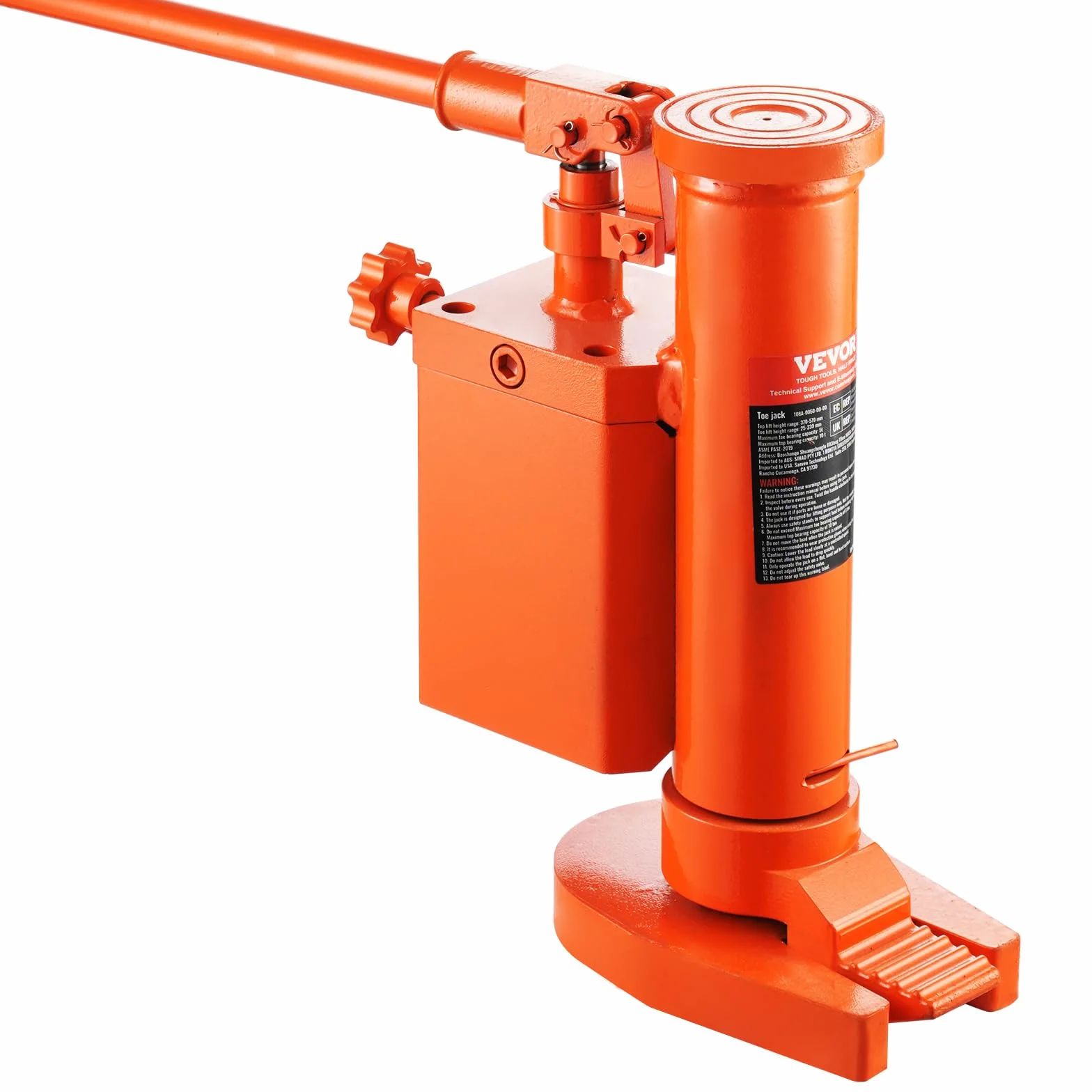VEVOR Gato de Pierna Hidráulico 5 T para Máquina - Capacidad de Elevación 10 T Superior, Altura de Pierna 25-230 mm, Altura Superior 370-570 mm - para Maquinaria De Elevación e Industria
