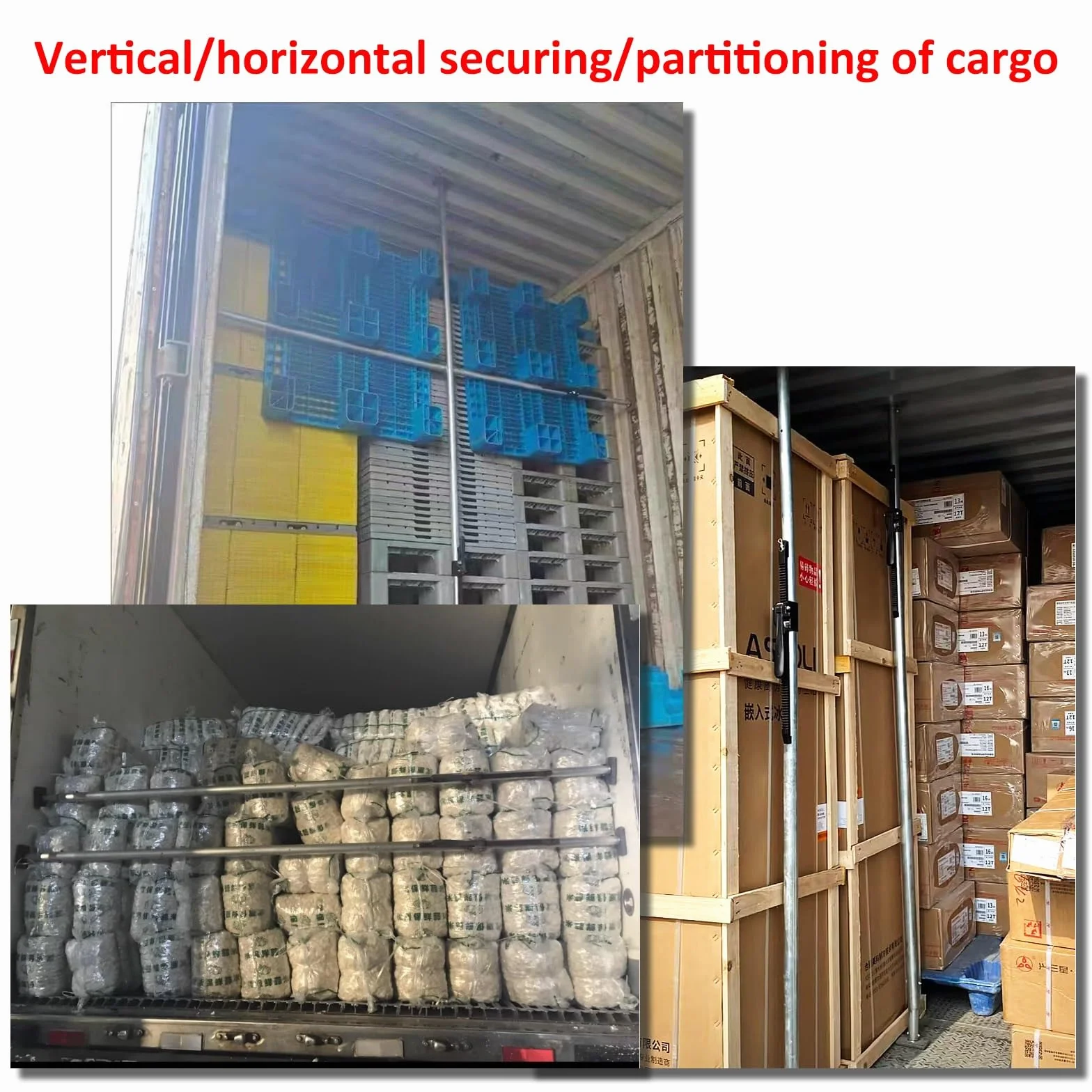 Barra de carga para caja de camión, poste divisor ajustable de acero resistente para un transporte seguro, separador antideslizante para SUV, ideal para contenedores refrigerados