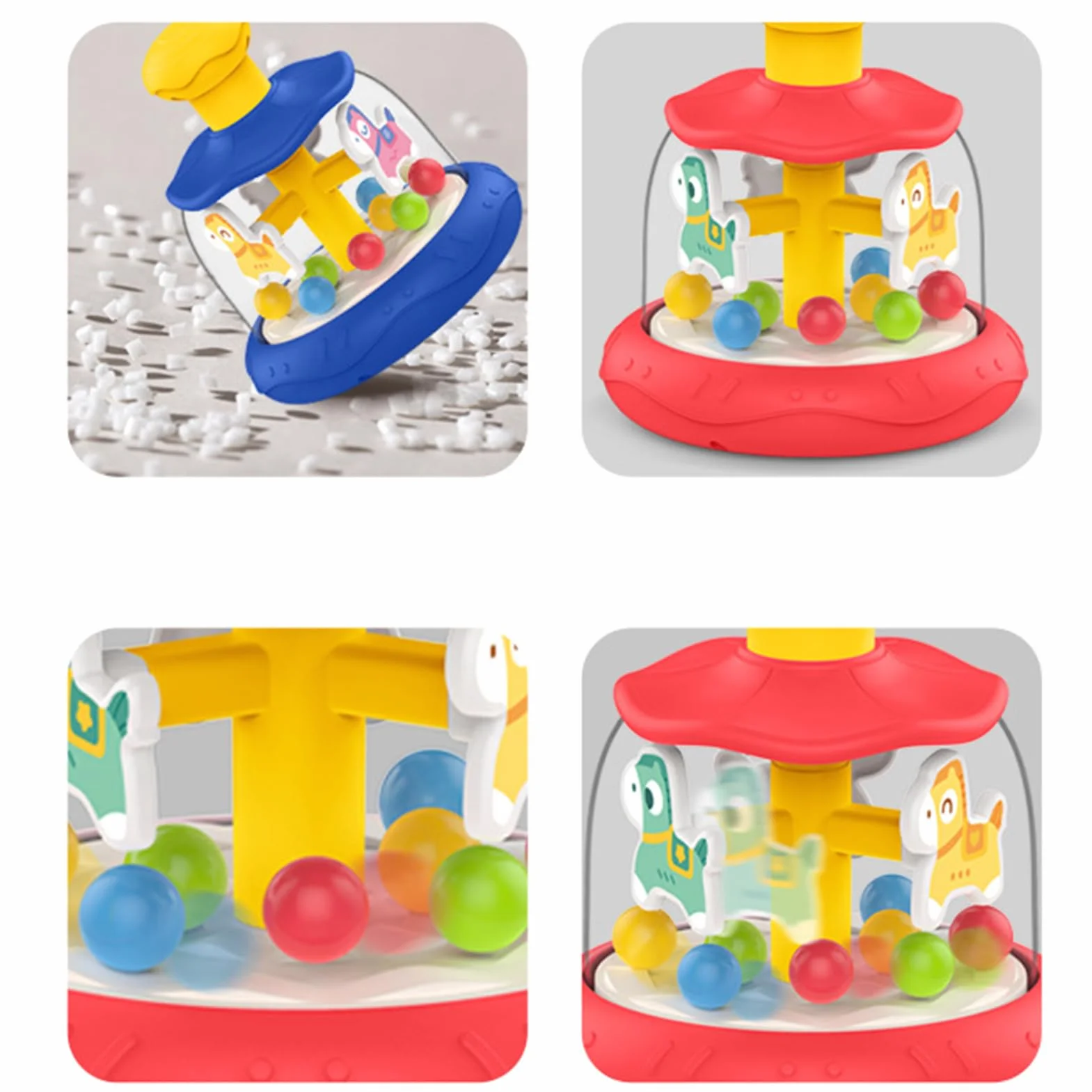 Juguete de carrusel giratorio educativo 15,2 x 13,3 x 13,3 cm para bebé desarrollo habilidades motoras finas