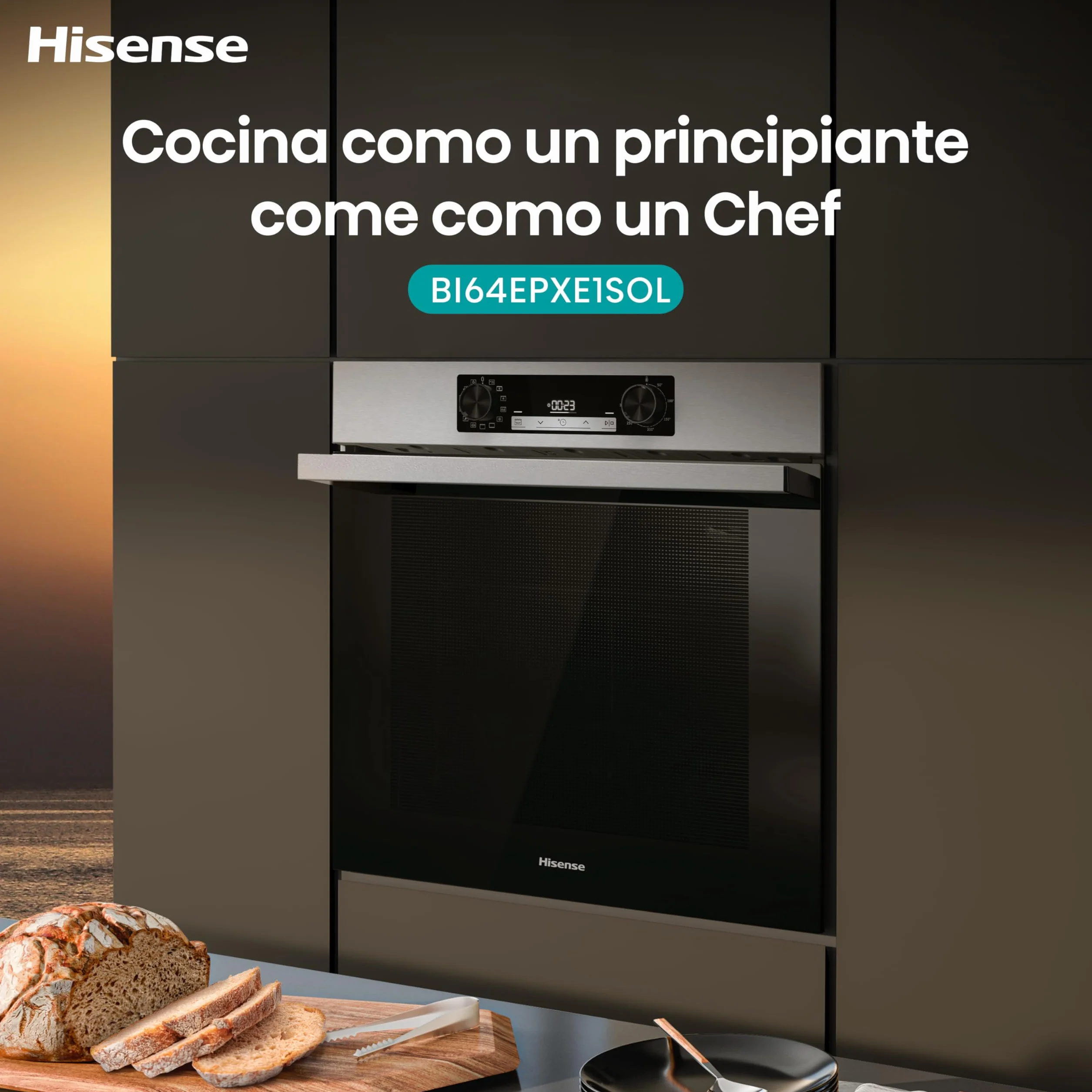 Hisense Horno Multifunción Empotrable 77L Pirolítico Guía Telescópica Air Fry