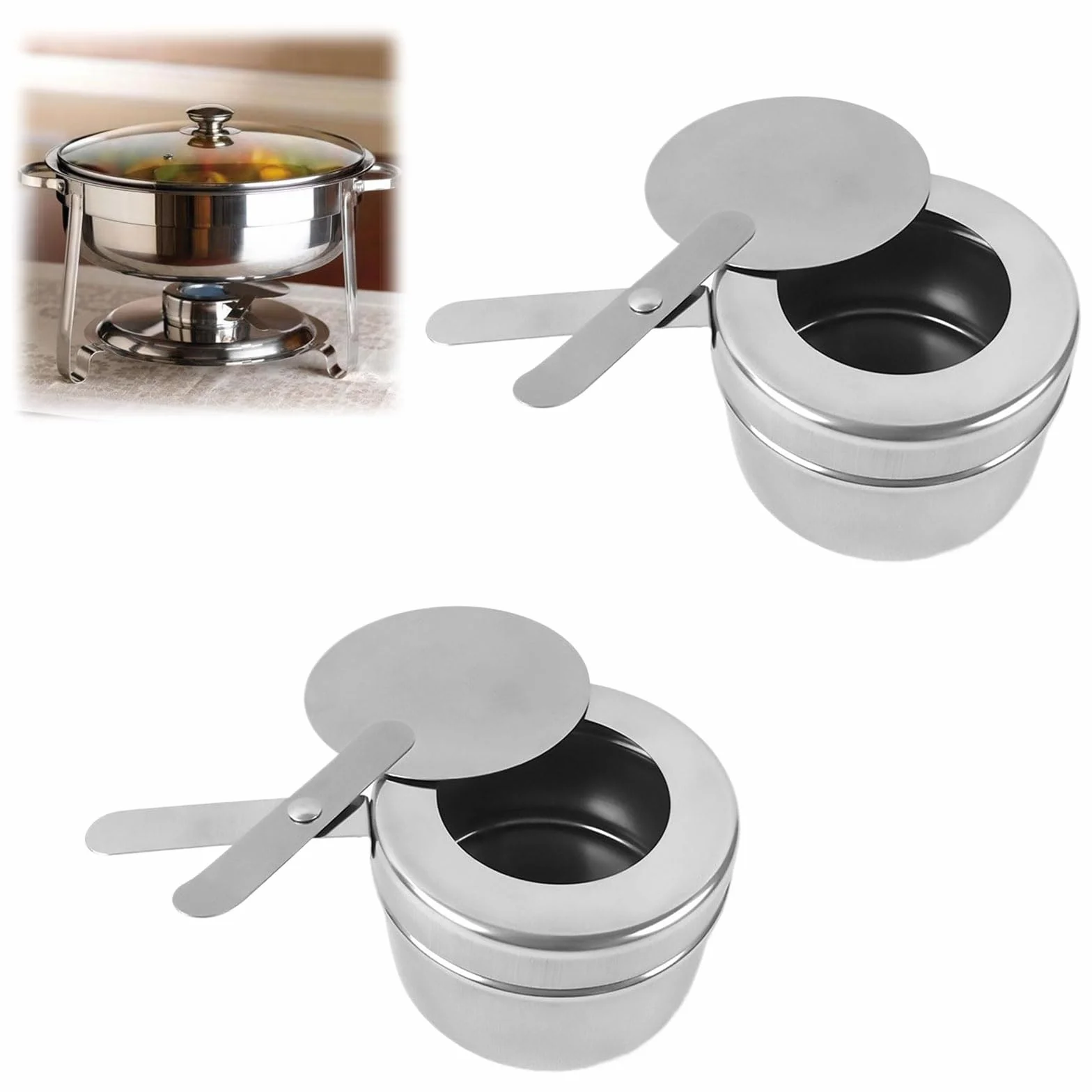 Mini Estufa de Alcohol con Tapa Quemador de Fondue para Camping Cocina 2 PCS